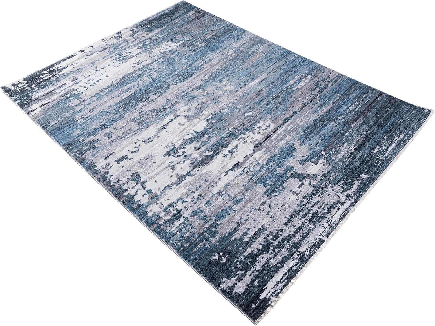 HR- Bohemian Chic Boho Living Room 5 x 7 Area Rug Floorcover Leno Weave Abrash Design Novelty Rug Gray and Blue Color