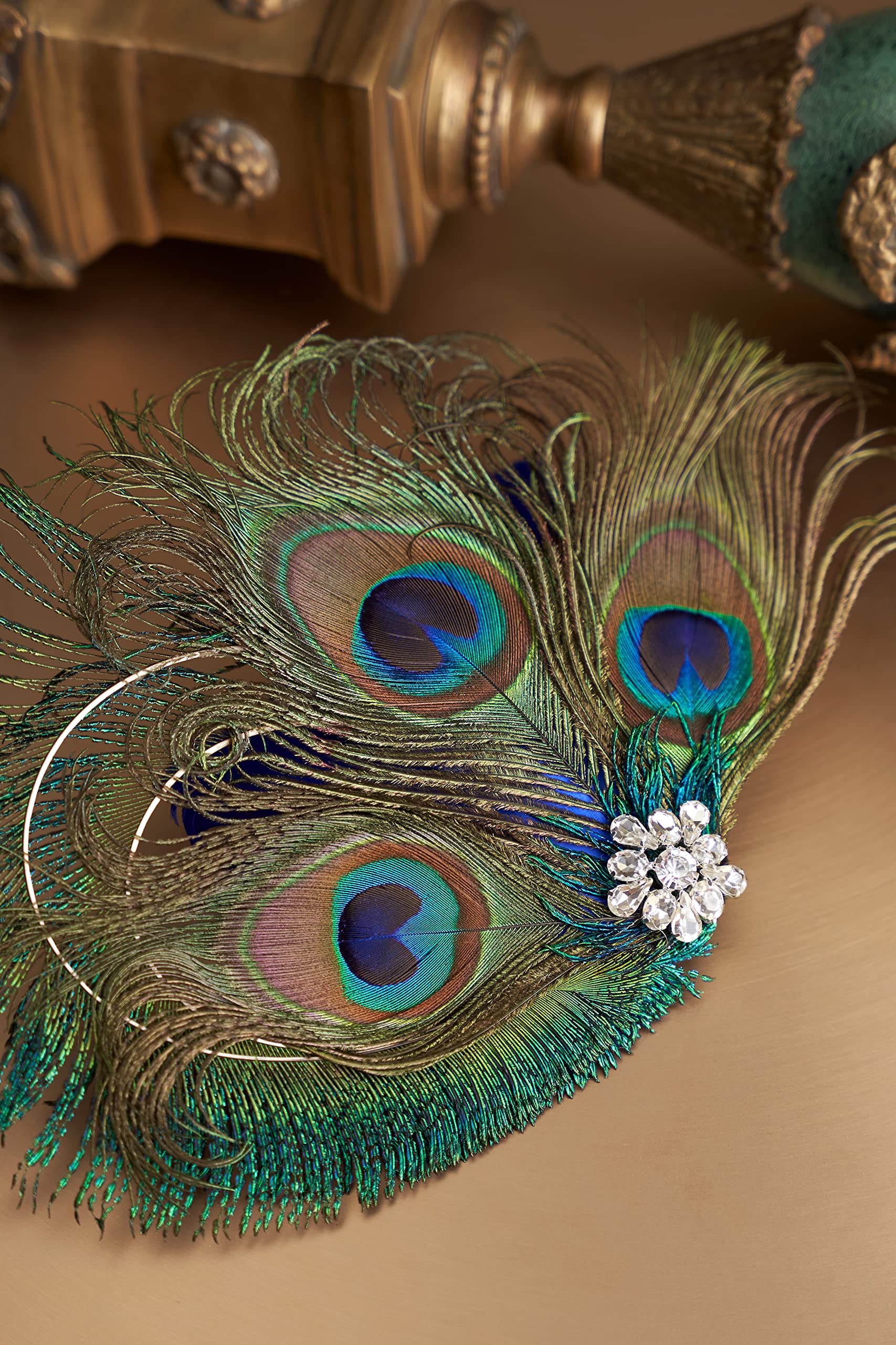 ? peacock feather veil netting hair clip Dress My Wedding – Bridal hair clip, ivory and natural  main image 2