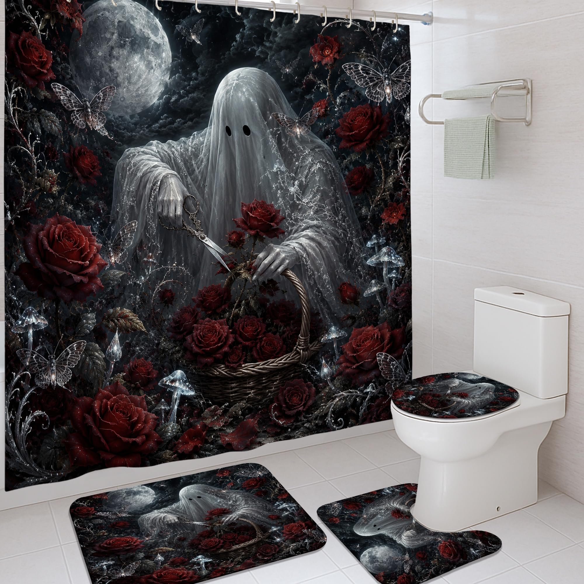 Rideau de douche en polyester de qualité supérieure avec tapis