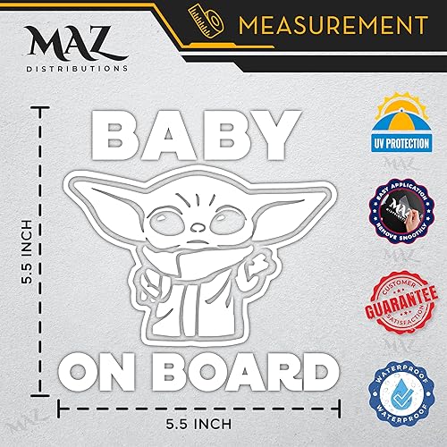 Miniatura 4 de MAZ DISTRIBUTIONS Adhesivo de bebé a bordo - Adhesivo de vinilo de larga duración para ventana - Adhesivo impermeable extraíble para botella de agua