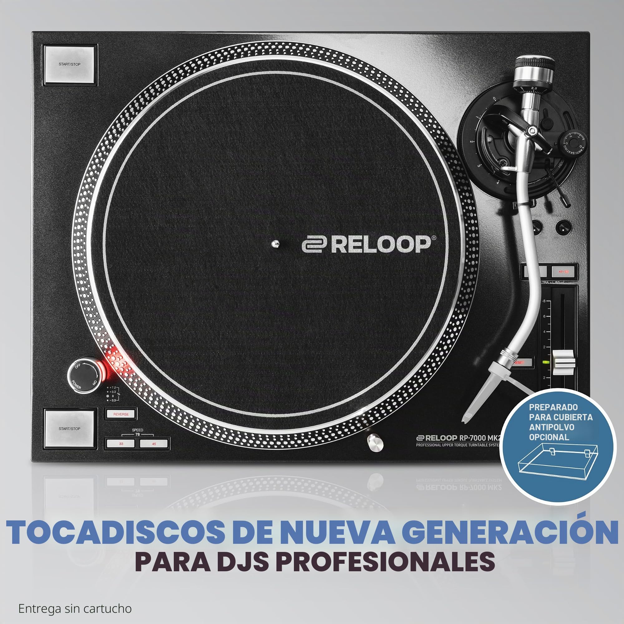 Reloop RP-7000 MK2 Profesional DJ Tirnable con Unidad Directa de Cuarzo de Torque Superior, Nueva Base de tonelada, altitud. (VTA) Brazo S-Sound Balanced estático (Silver Metallic)