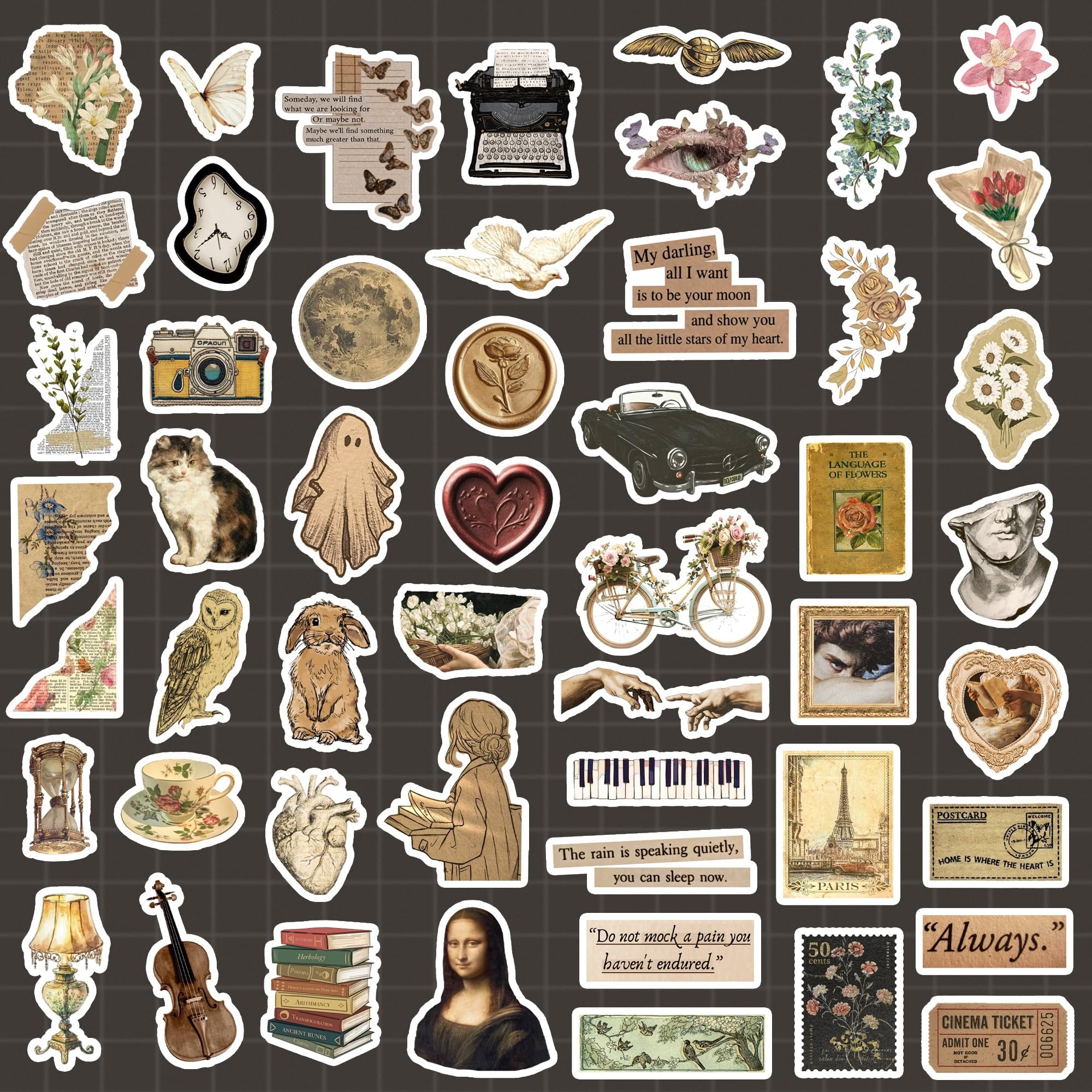 Brown Aesthetic Sticker Pack - 50+ Vinyl Decals -2