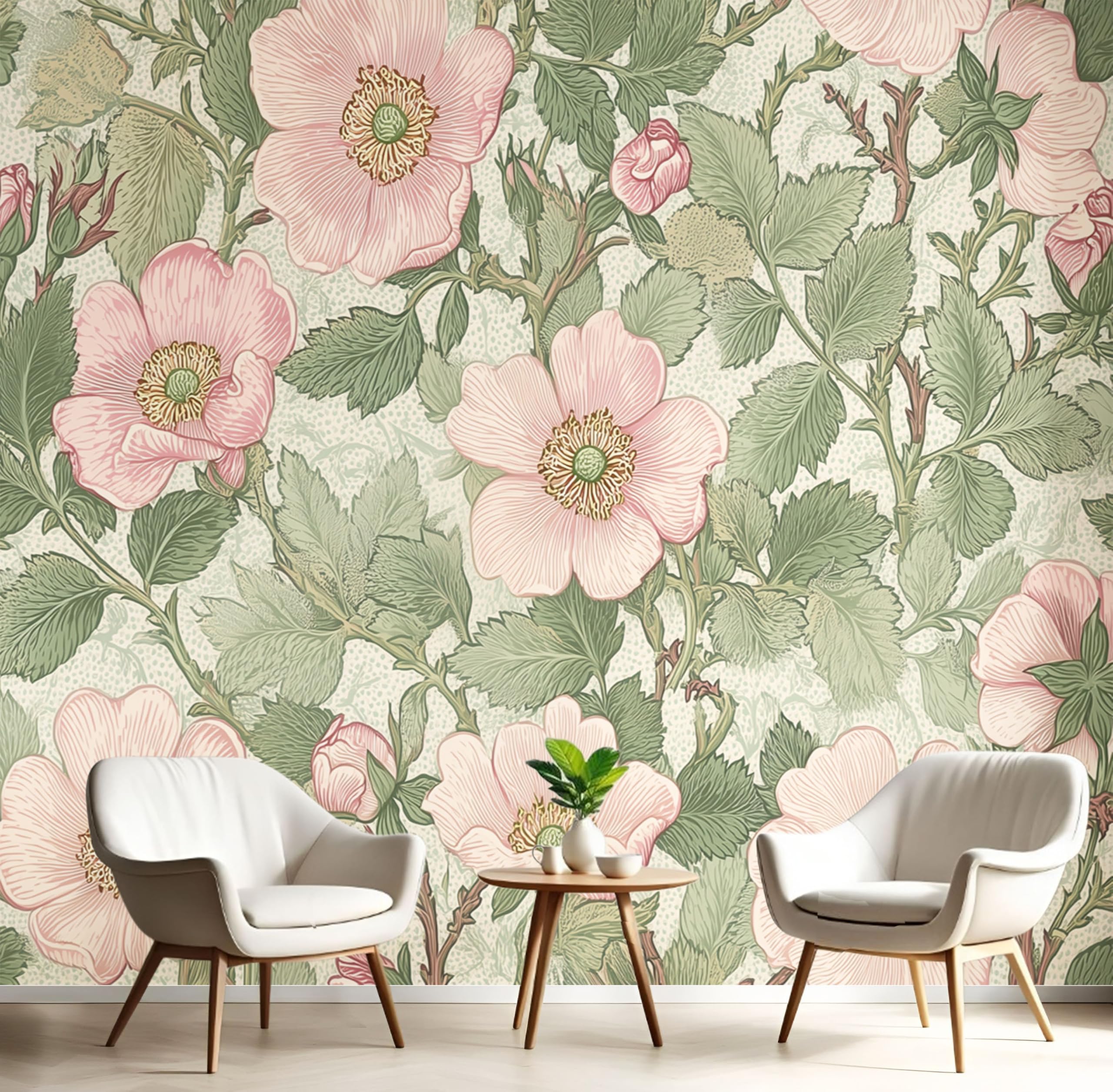 Papel pintado para pared verde salvia que transforma salas vacías