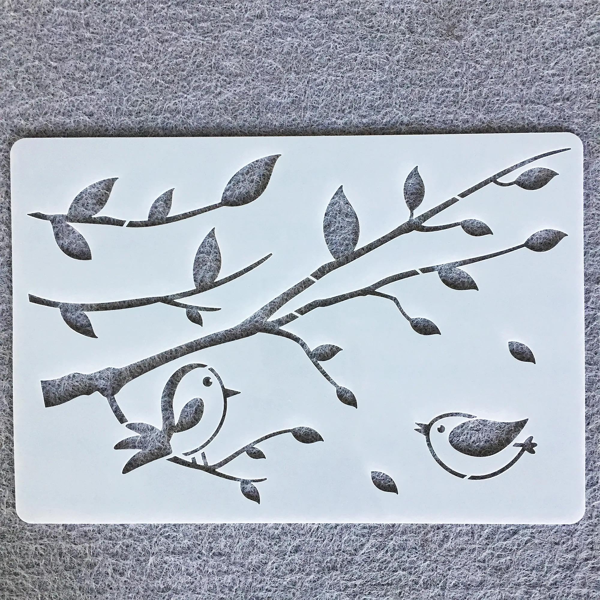 10 stencil artistici da 26 cm, motivo: fiori d'acero, gabbia per uccelli, per progetti artigianali, stencil per pittura su legno, parete, tessuto, roccia, lavagna