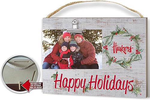 KH Sports Fan Nebraska Cornhuskers Clip It Colored Happy Holidays Photo Frame, Multi