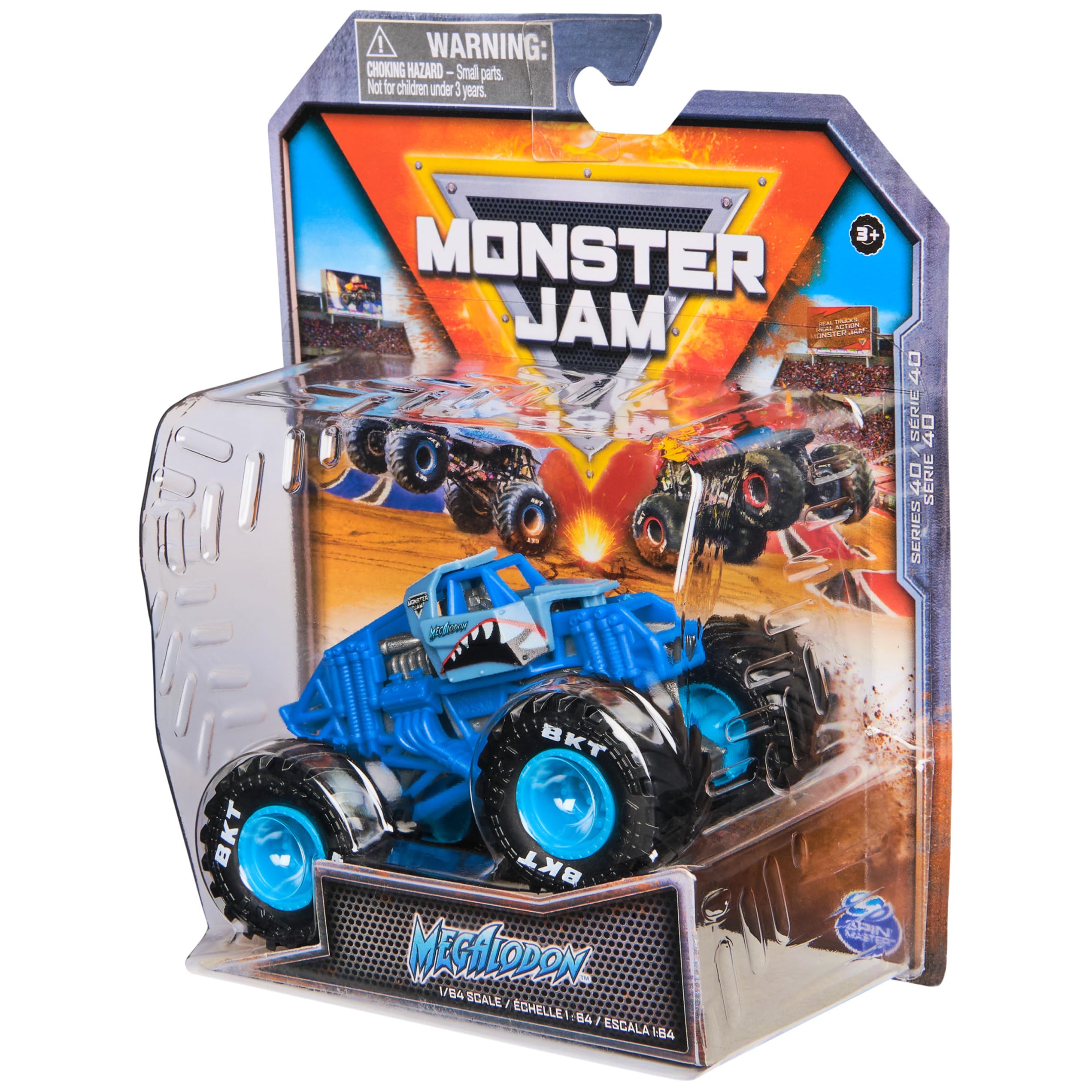 Monster Jam, Oficjalna Megalodon Monster Truck, pojazd odlewany ciśnieniowo, skala 1:64, zabawki dla dzieci w wieku od 3 lat