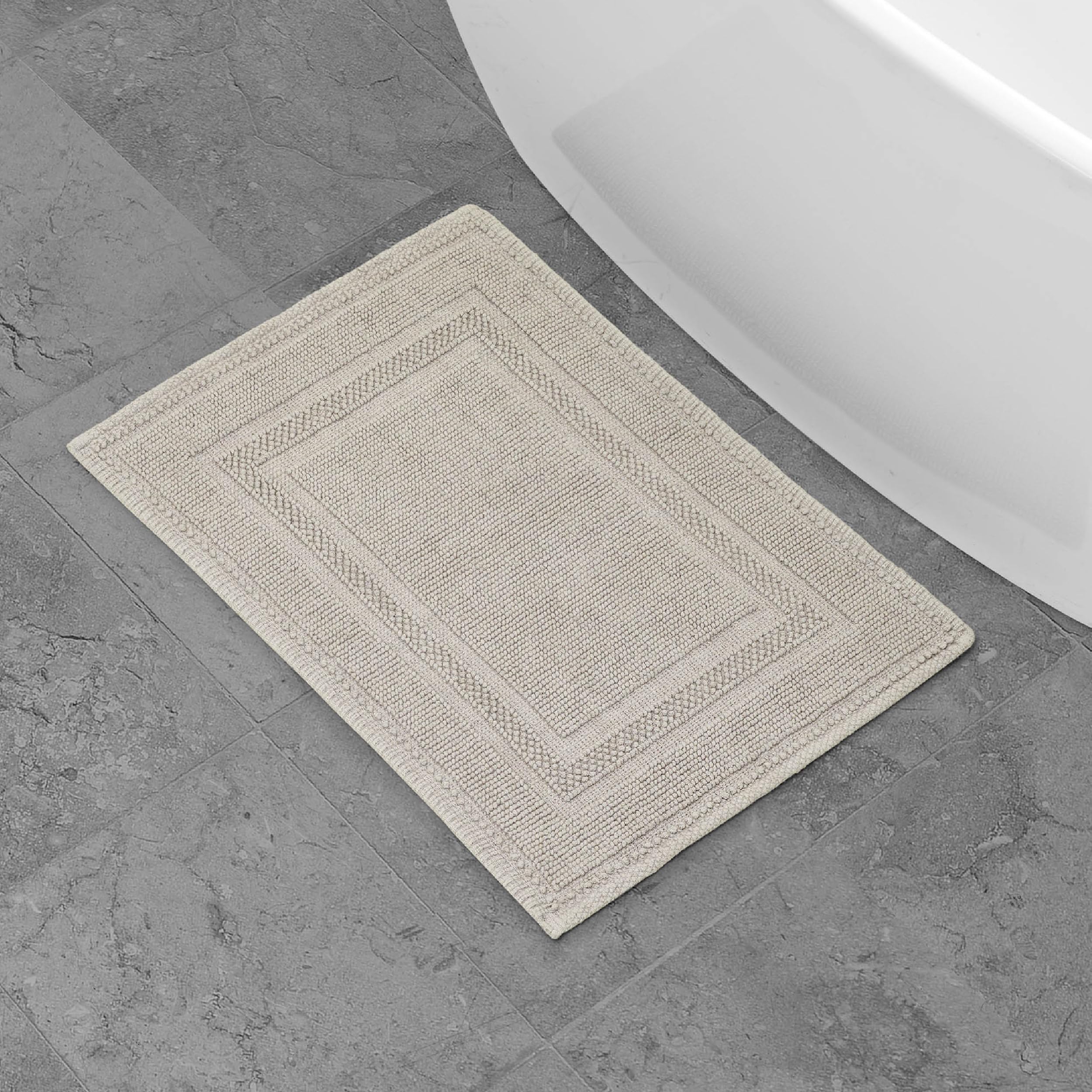Jean Pierre - Stonewash Racetrack Bath Rug, Cotton, Premium Bathroom Decor, Machine Washable, Highly Absorbent, Measures 17" x 24", Washed Taupe