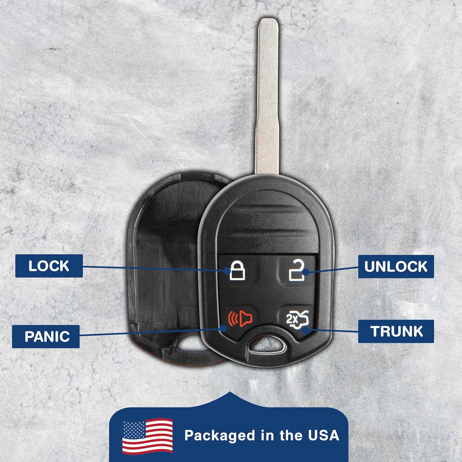 2X Remote Key Fob Shell 4btn Case High Security for Ford (CWTWB1U793)