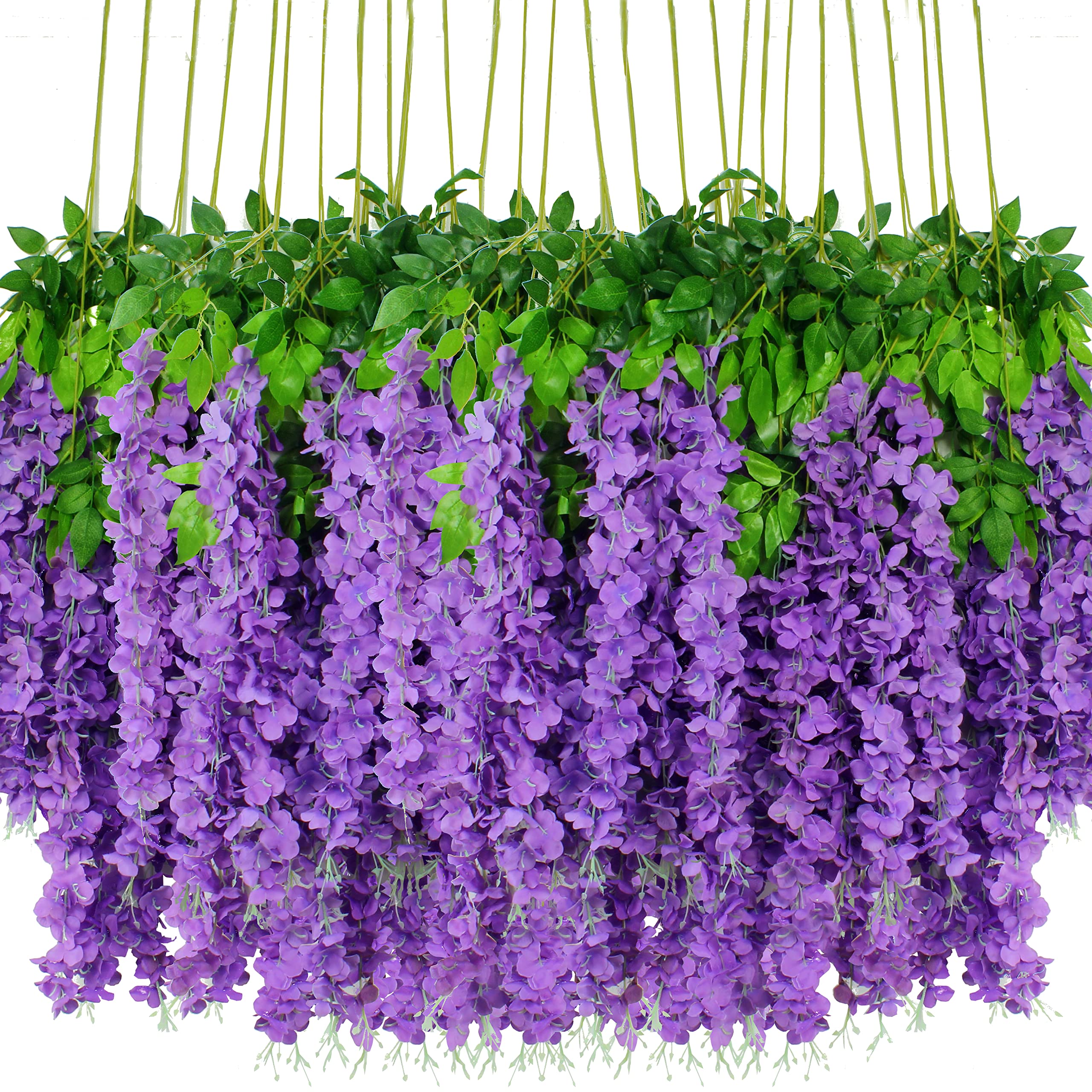 Amazon｜藤を吊るす花 24個パック 造花 フェイク藤のつる ラタン