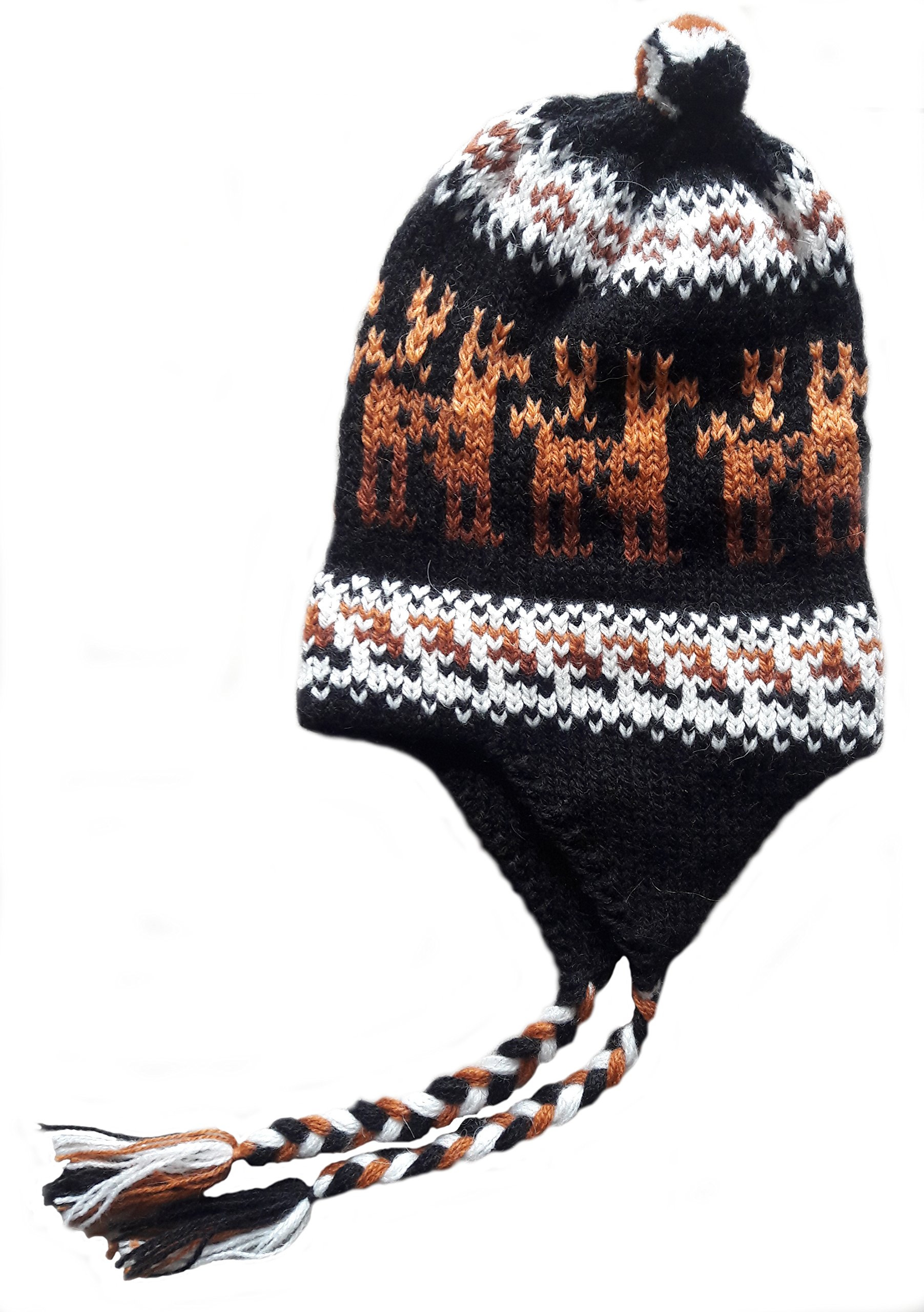 Chullo - Gorro unisex de alpaca, color negro