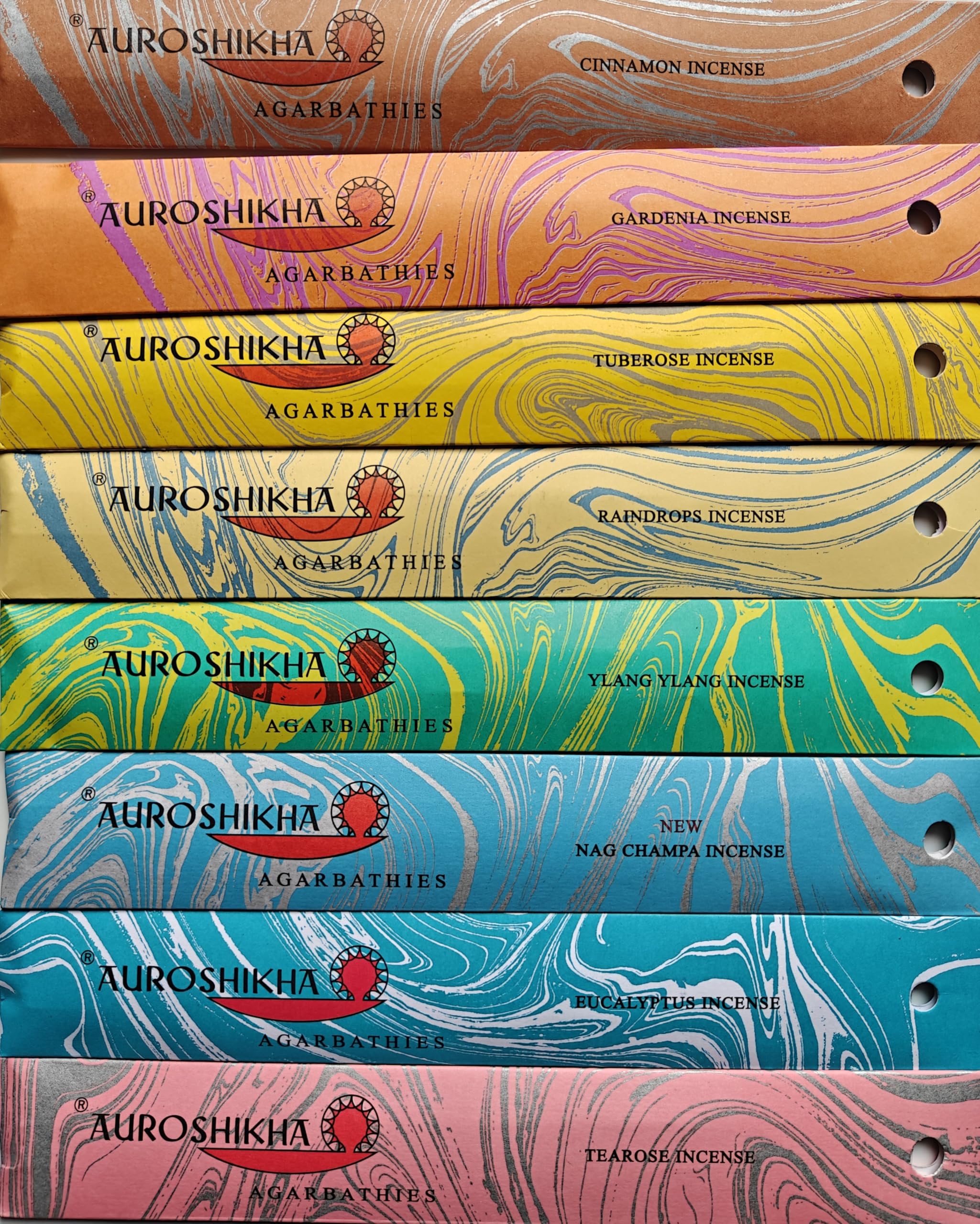 Auroshikha Incense Sticks - 8 Fragrances Combo || 10g Each of Raindrops, Ylang Ylang, Tearose, Eucalyptus, Tuberose, Green Tea, Gardenia, Cinnamon || Ashram Product, Since 1973-image-33