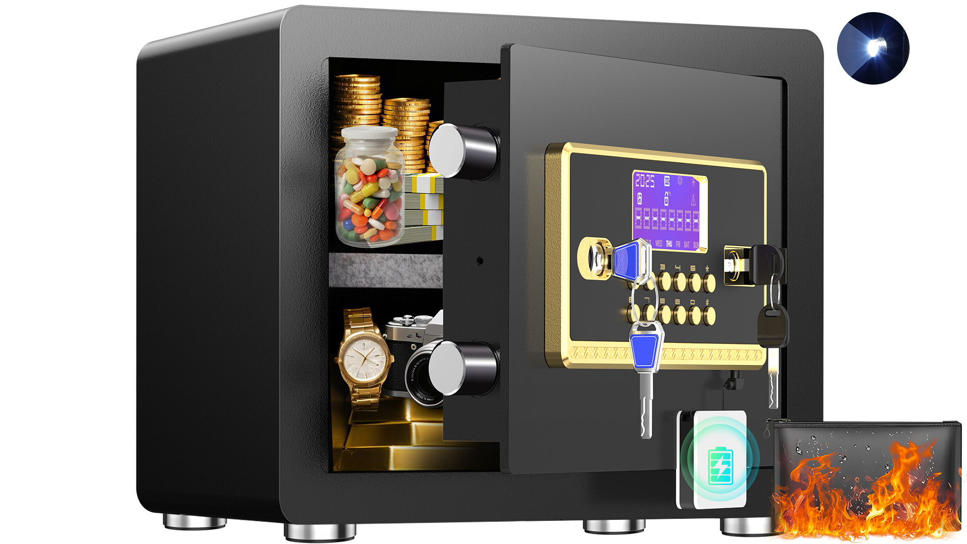 Safety Box Home Safe With Digital Keypad & Alarm System - Electronic ...