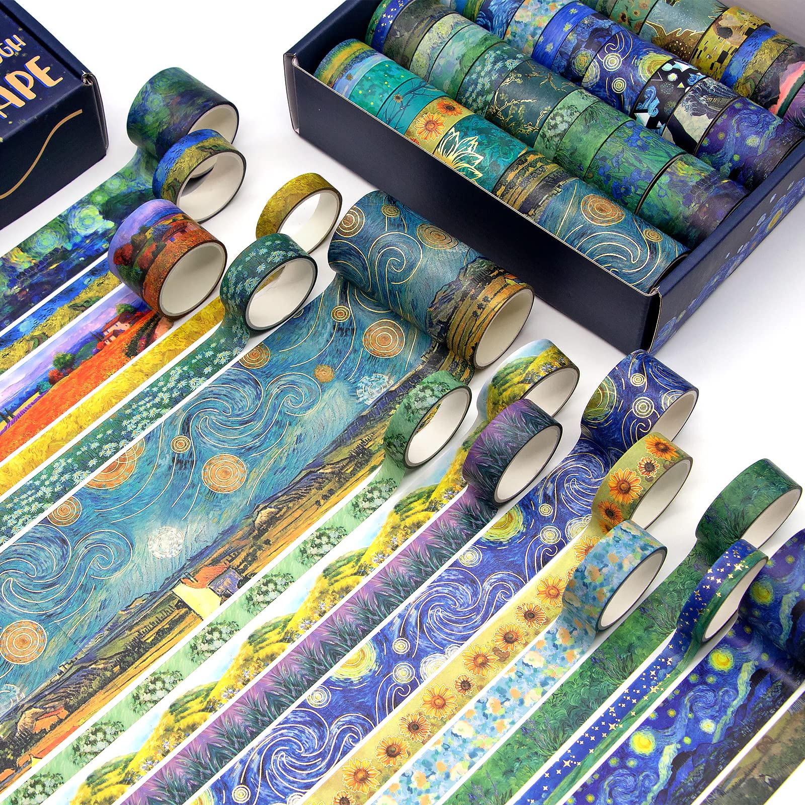 Set 27 Rotoli Washi Tape Girasole – Nastri Adesivi Decorativi Per Scrapbooking, Journal E DIY – Vari Formati