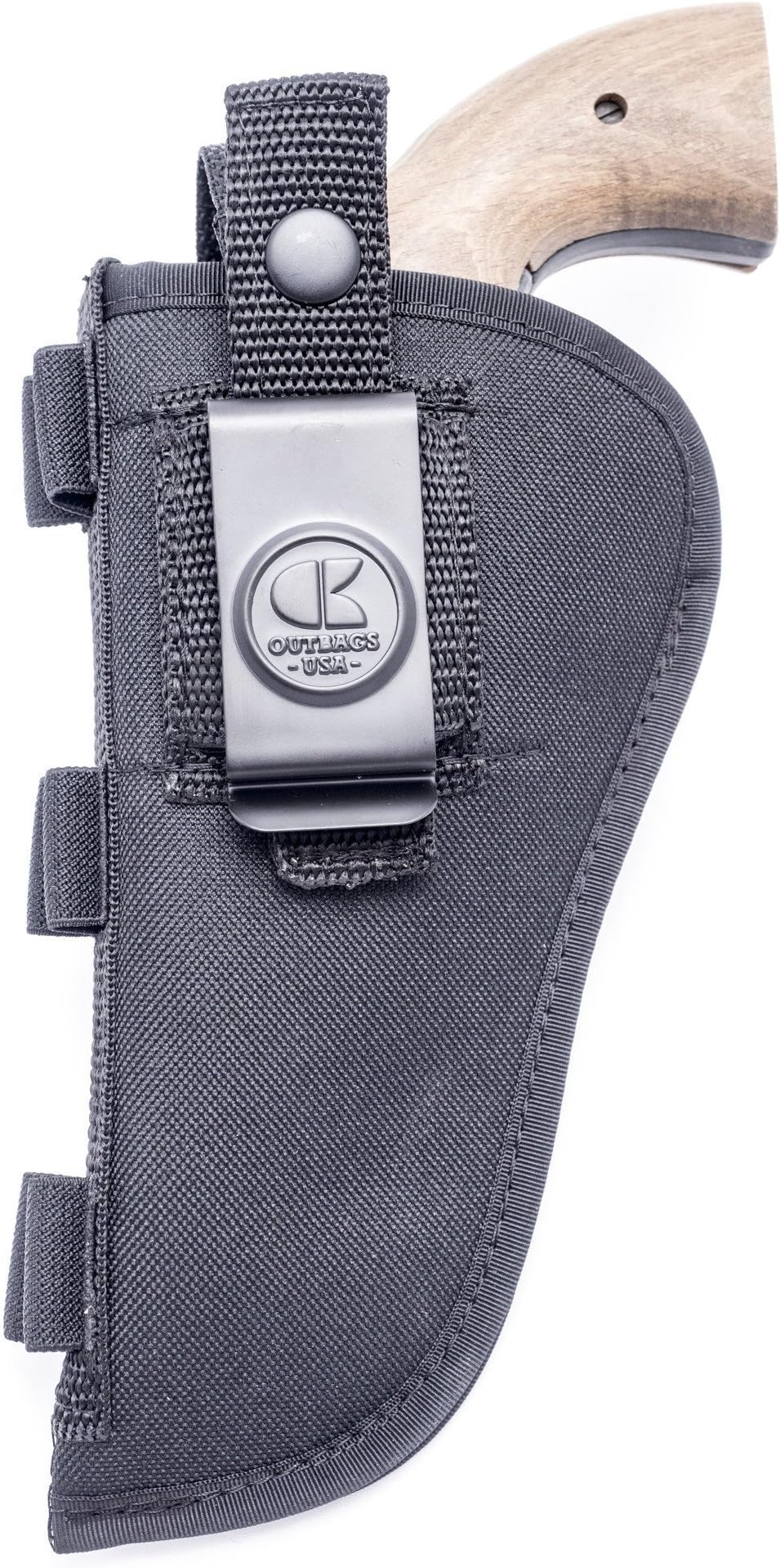 OUTBAGS USA NSC09 Nylon OWB Holster with Ammo Loops - Fits Most 4" Barrel 6-Shot Standard Size Revolvers - Tactical Outside the Waistband Carry - Family Owned & Operated, Made in USA