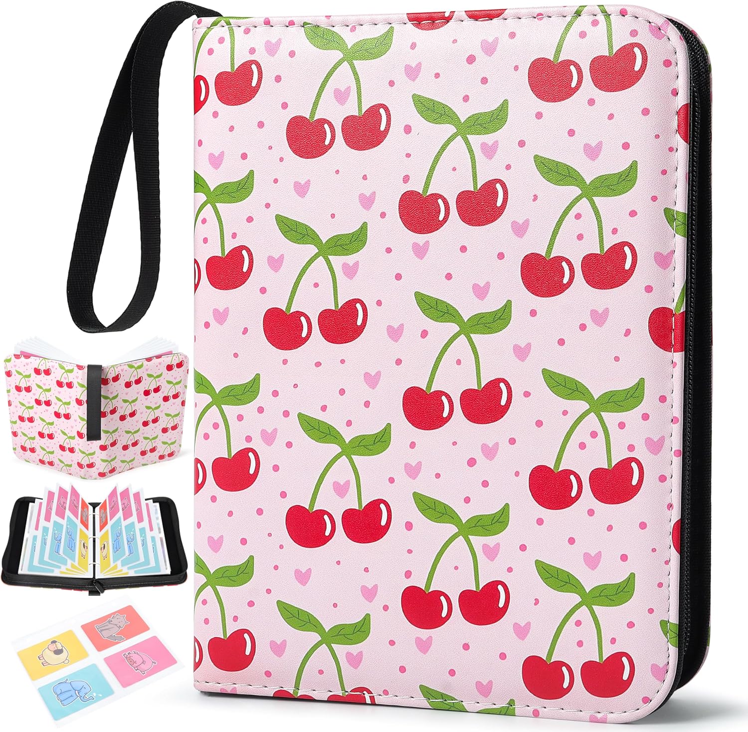 ZAIONE Trading Card Binder for Girls: Pink 4 Pocket Card Collection Binders with 440 Pockets & 55 Removable Sleeves - Waterproof Game Cards Holder Album with Zipper for Storage & Gift