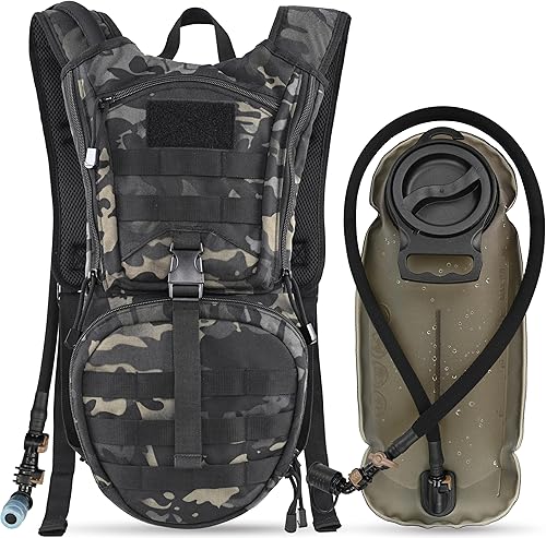 MARCHWAY Tactical Molle - Mochila militar con paquete de hidratación, cámara de poliuretano termoplástico de 3 l, para ciclismo, senderismo, correr,