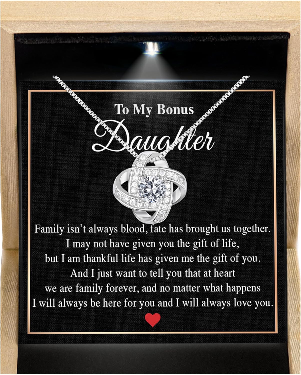 Larvincy Bonus Daughter Gifts from Stepdad Stepmom With Heartfelt Message & Elegant Box - Jewelry Gifts For Stepdaughter, To My Bonus Daughter Necklace On Birthday Graduation Wedding Christmas & More