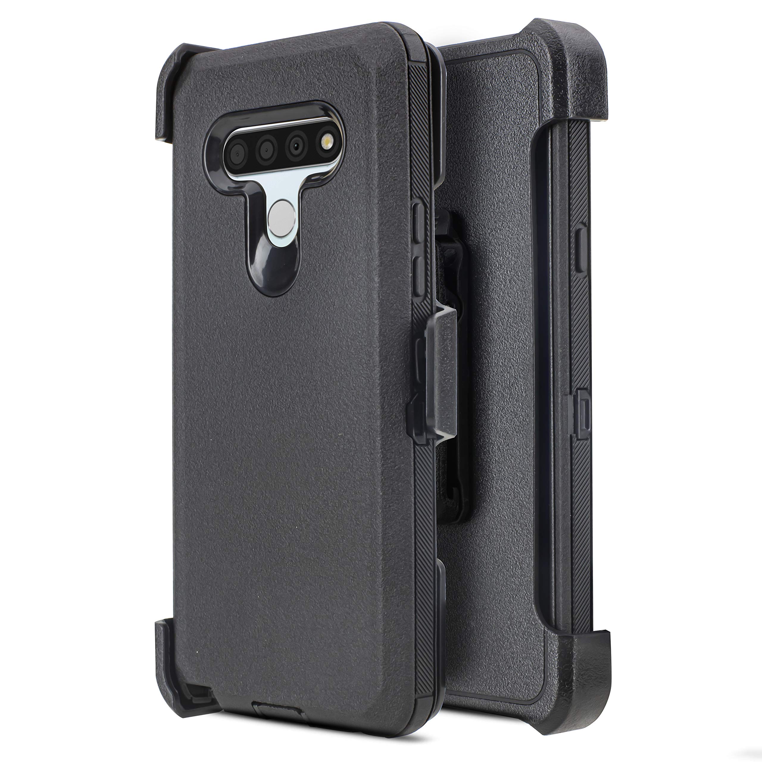 Customerfirst Heavy Duty Armor for LG Stylo 6 Case, Built in Screen Protector with Belt Clip Holster Shockproof Rugged Shell Case Non-Slip Bumper Hybrid Case (Black)