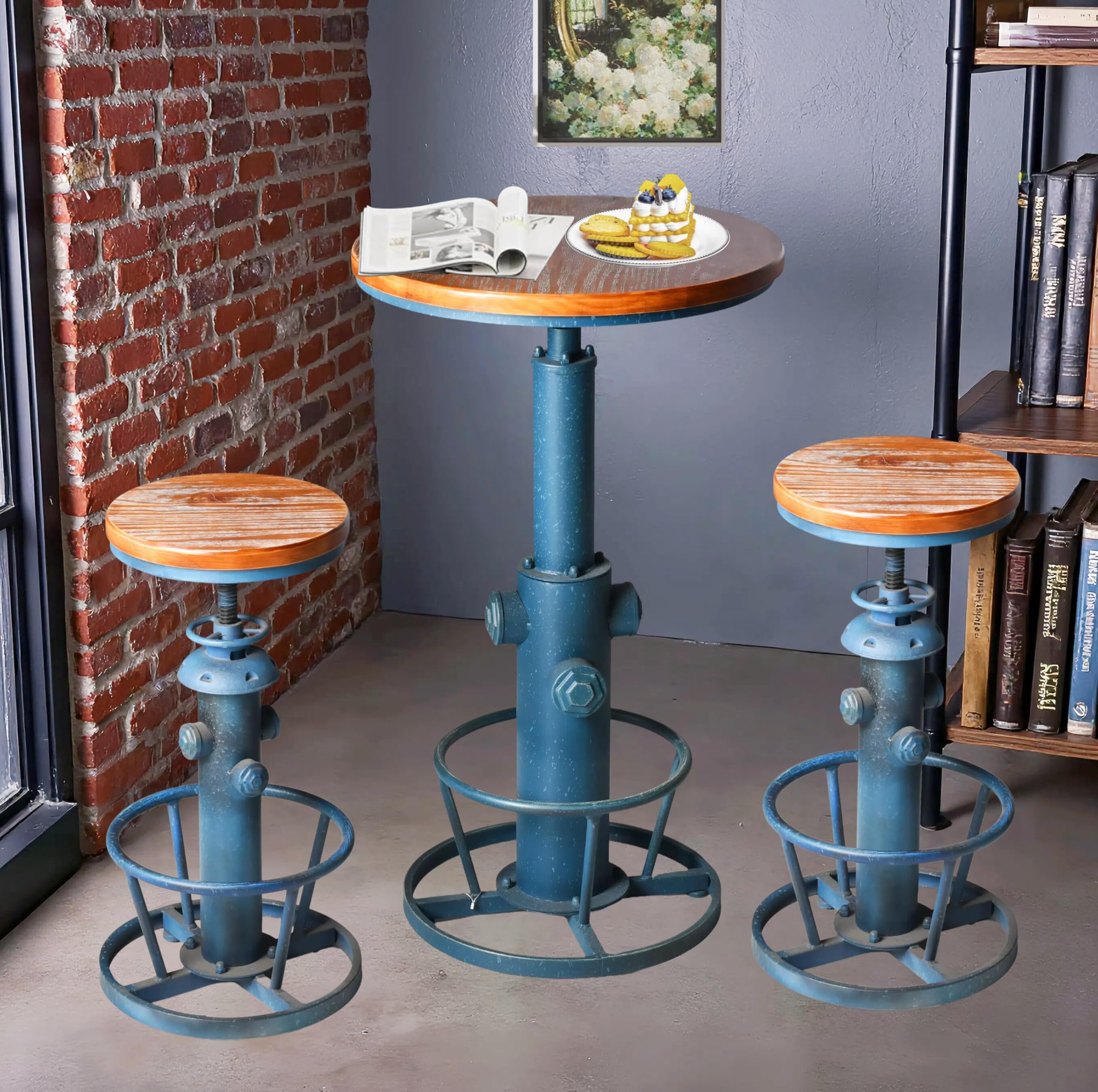 Amazon.com - Topower 3 Piece Pub Bar Set Retro Round Bar Table and