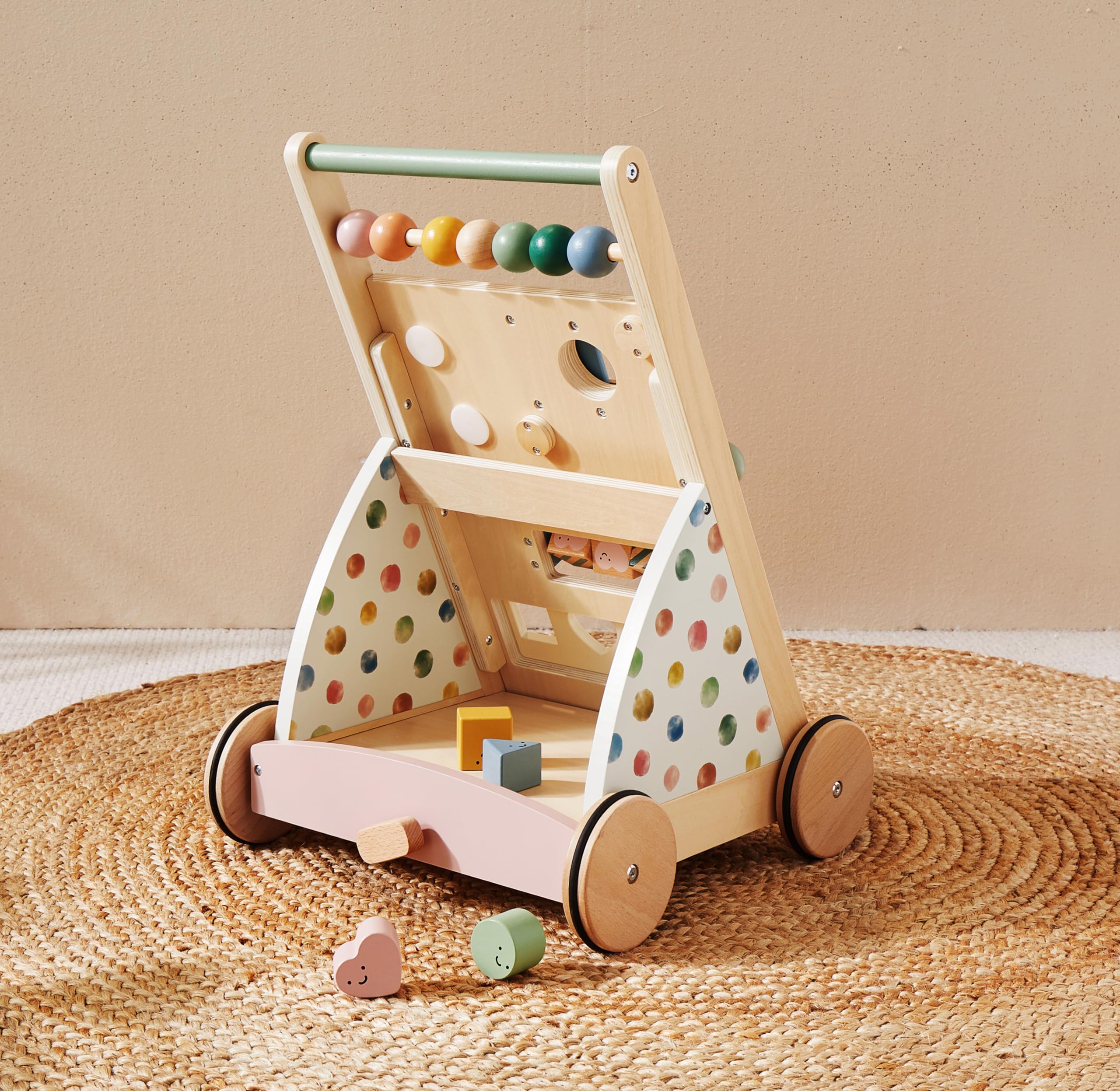Tiny Land Trotteur en bois pour bébé - Aide à la marche avec vitesse réglable - Pour garçons et filles - Déambulateur et centre d'activité pour bébé