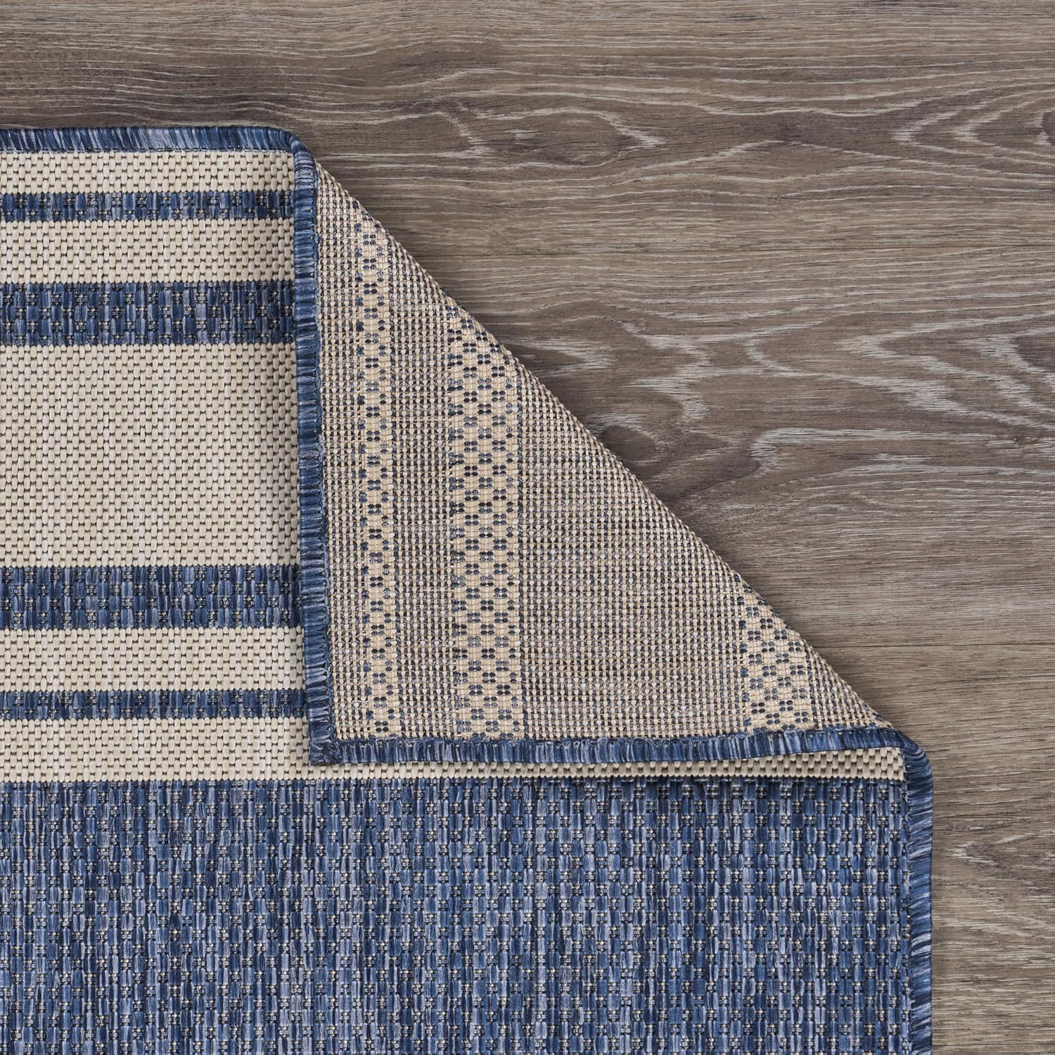 LR Home 2x3 Outdoor Area Rug | Turkish Carpet for Patio, Deck, Backyard, Garden, Front Porch, Picnic, Courtyard and Balcony | Large Boho Farmhouse Coastal, Beach, Coral Reef Themed Rug | Blue/Gray