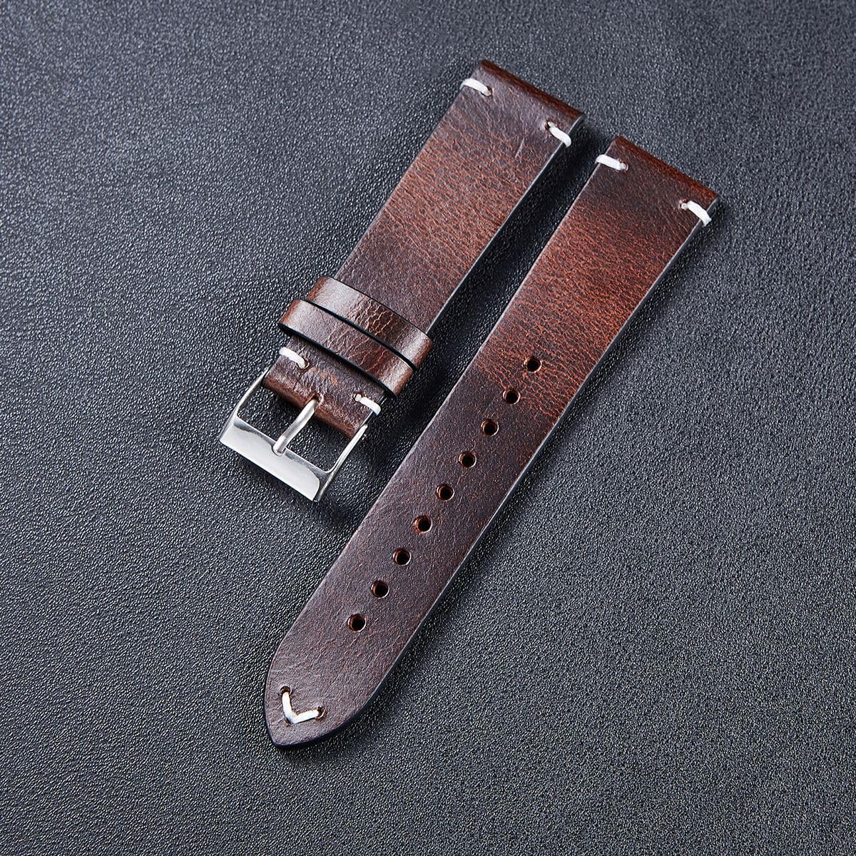AKOUFAL Watch Strap 18mm 20mm 22mm Thin Soft Retro Waterproof Smart Watch Band Female Male Accessories Bracelet