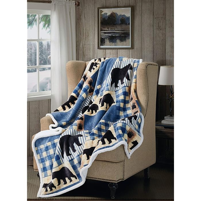 Buy Virah Bella Cabin Flannel Sherpa Throw Blanket for Couch 50" x 60