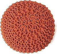 Vista 5 de REDEARTH Puf Otomano Redondo - Tejido a Mano Cable Boho Poof - Pouffe Reposapiés Circular para Sala de Estar - Dormitorio - Patio - 100% Algodón