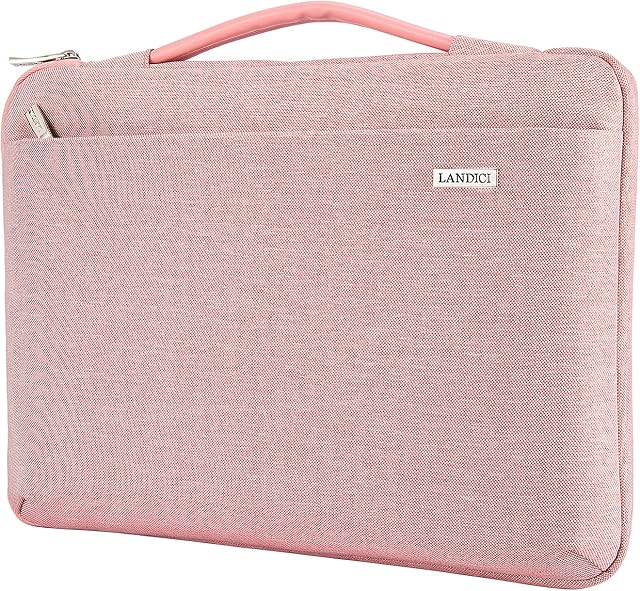 LANDICI Laptop Case Sleeve 11 11.6 12 Inch for Women Girls, 360° Protective Tablet Cover Bag Compatible with Ipad pro 12.9 2021, Microsoft Surface Pro 7 8/Go 2 3, Acer Hp ASUS Chromebook, Pink