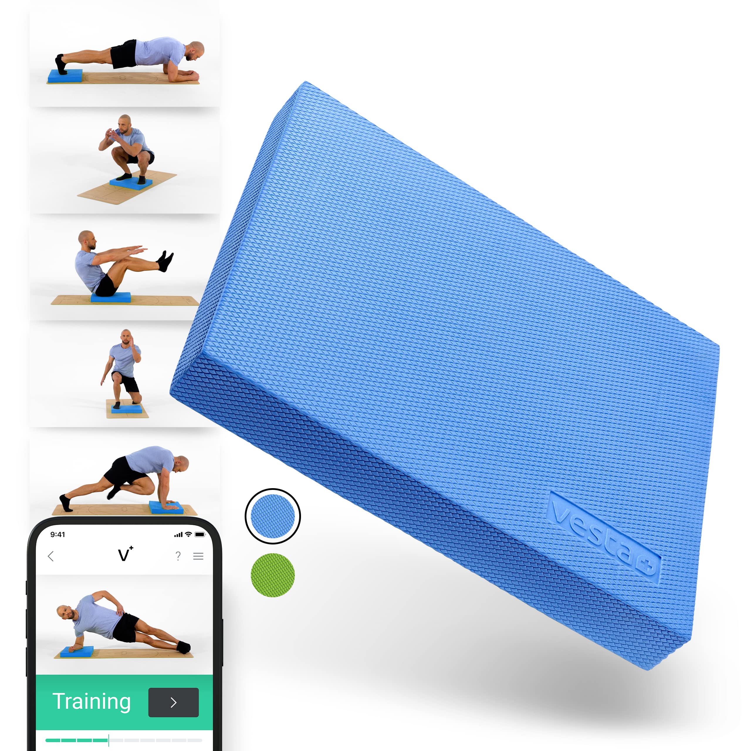 Vesta Balansmat XXL APP, Wackelpad en Evenwichtskussen - Balansmat voor fysiotherapie voor het plus in jouw training, Balancepad, Gymnastiekkussen, Balansmat
