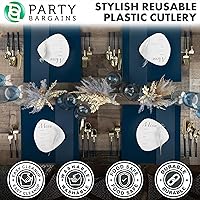 Vista 92 de Party Bargains Disposable Plastic Black Gold Cutlery Set, Infinity Modern Design Utensils, 40 Pack: 16 Forks, 8 Knives, 16 Spoons