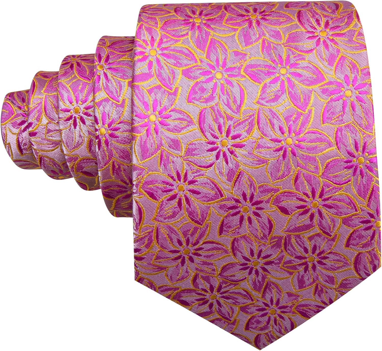 Barry.Wang Floral Ties for Men Necktie and Tie Clip Wedding Business Flower Solid Color Formal - Image 7