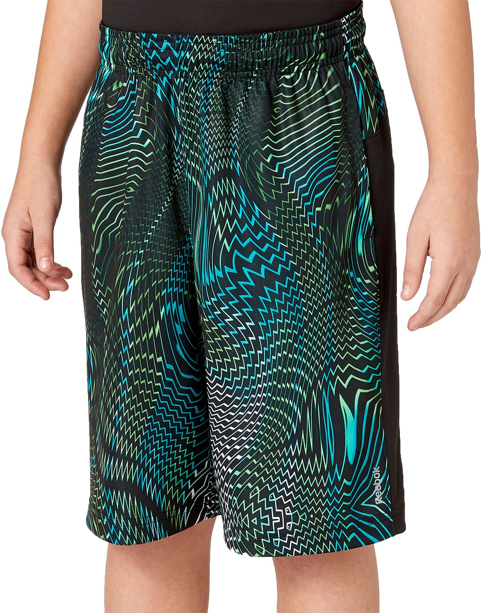 Reebok Boy's Printed Performance Shorts (Glow Party Gusto Green, Large)