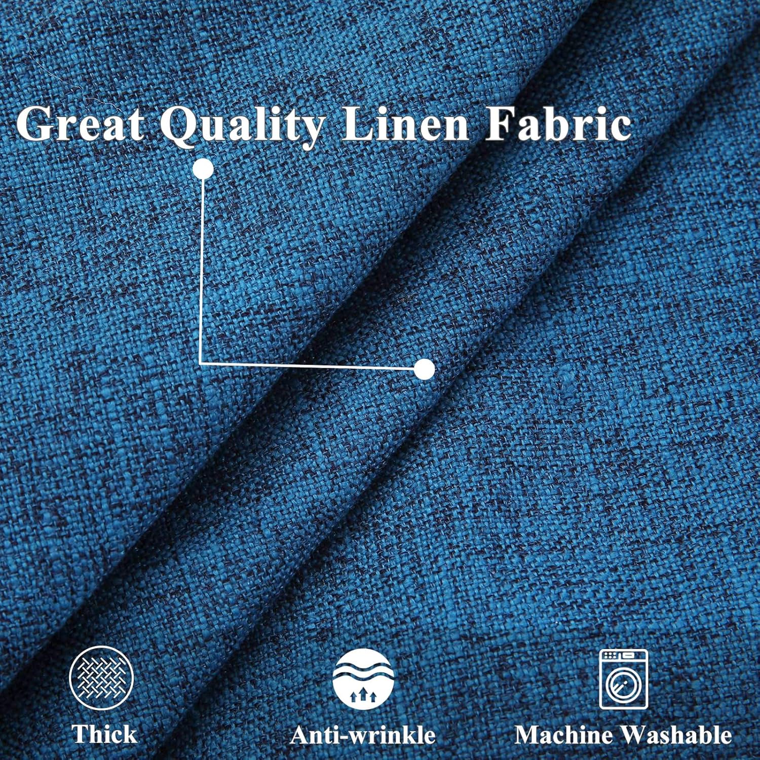 decorUhome Summer Decorative Throw Pillow Covers 26x26 Set of 2 Square Faux Linen Outdoor Neutral Farmhouse Euro Sham Pillow Covers with Stitched Edge for Couch Sofa Living Room, Dark Blue