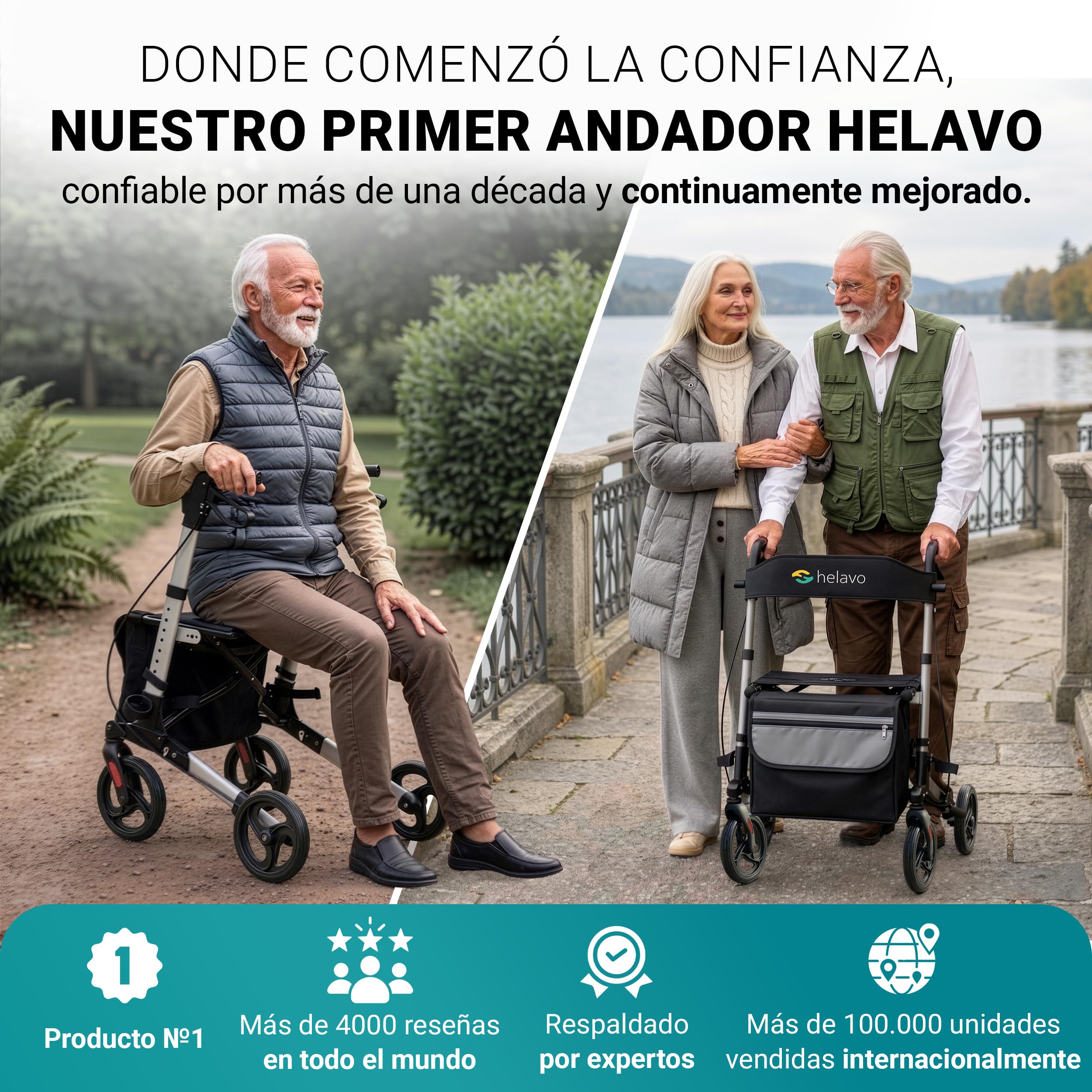 Helavo andador para ancianos - Caminadores de aluminio plegables para mayores