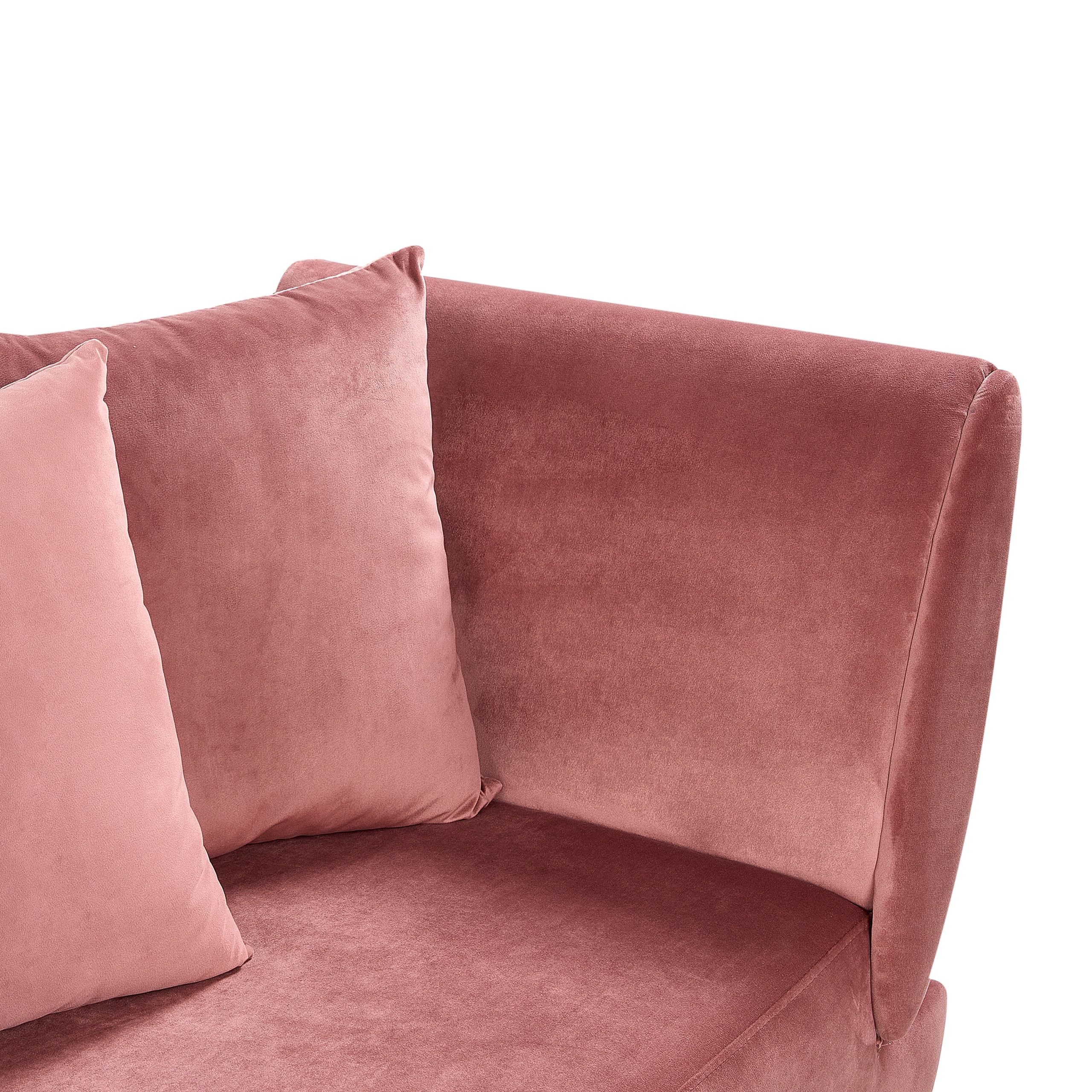 Beliani Chaiselongue Samt rosa rechtsseitig mit Stauraum Kissen modern Meri II