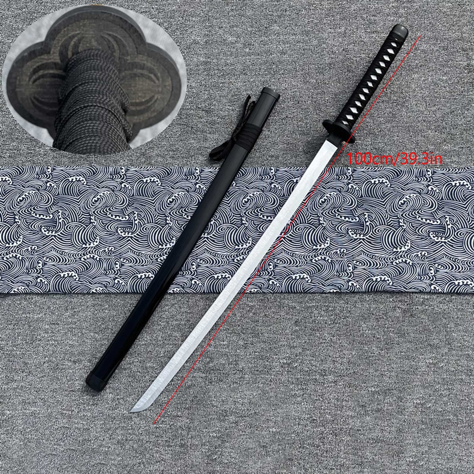 Katana En Bois de 100 Cm Avec Fourreau, Katana Japonais, Bokken Pour L'Entraînement Aux Arts Martiaux, L'Entraînement Au Kendo, La Collection, La Décoration Intérieure/D
