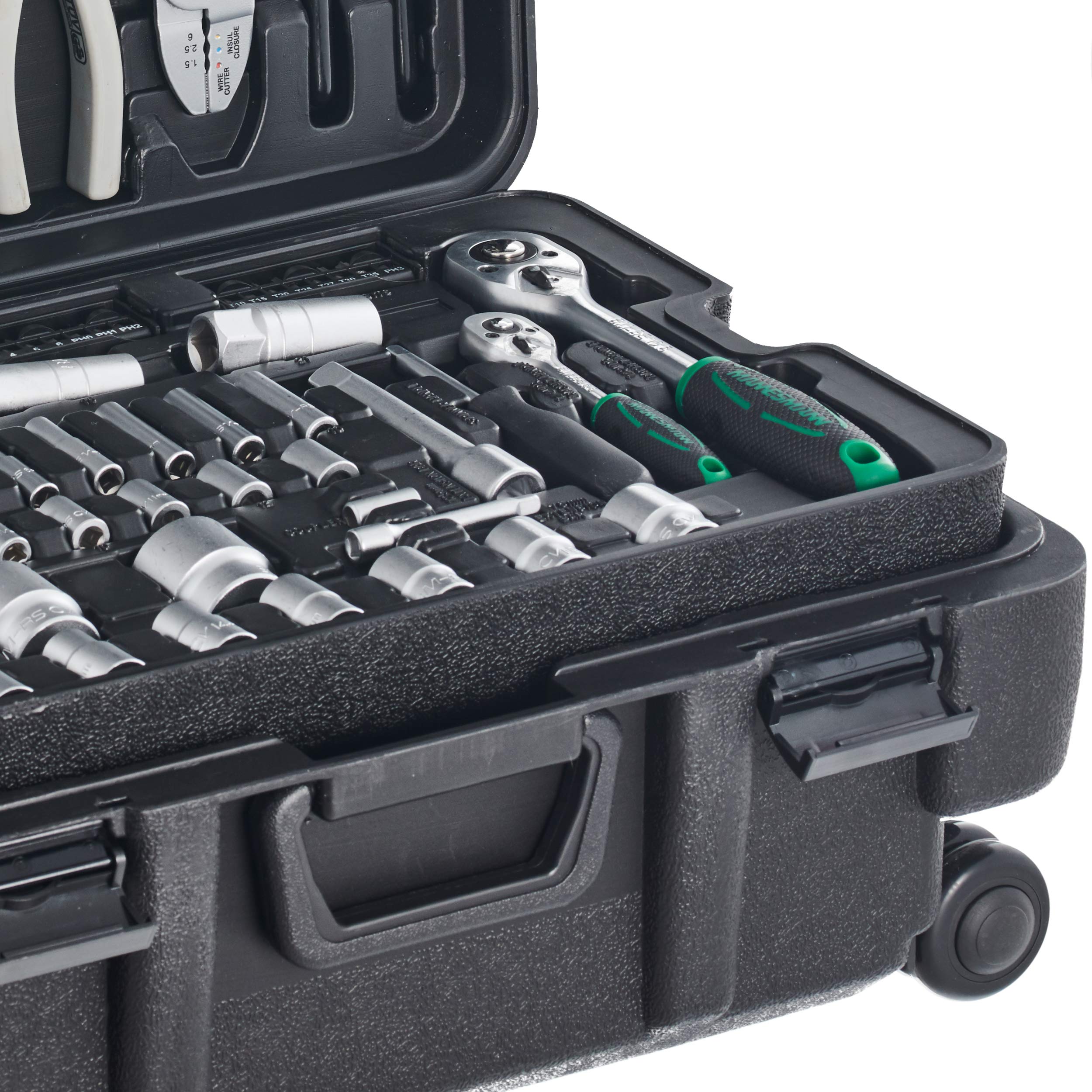 Mannesmann - M29070 – Valigetta porta attrezzi con ruote, 122 pz.