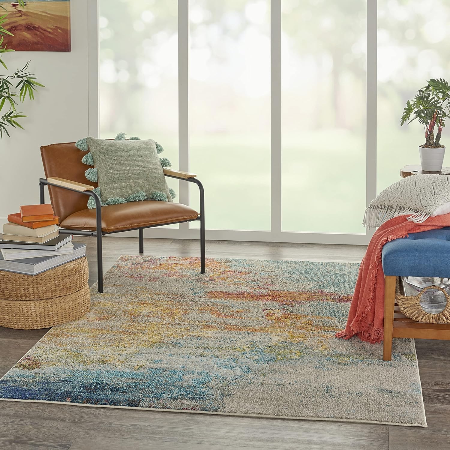 Nourison Home Celestial Sealife 3'11" x 5'11" Area Rug - Easy Clean, Non Shedding, Bed Room, Living Room, Dining Room, Kitchen (4' x 6')