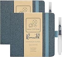 Vista 16 de Cuaderno de Bocetos de Acuarela, 5.5" x 5.5" Libros de Bocetos Artista Cuaderno de Papel de Acuarela de Algodón, Cubierta de Lino con Pluma de Agua
