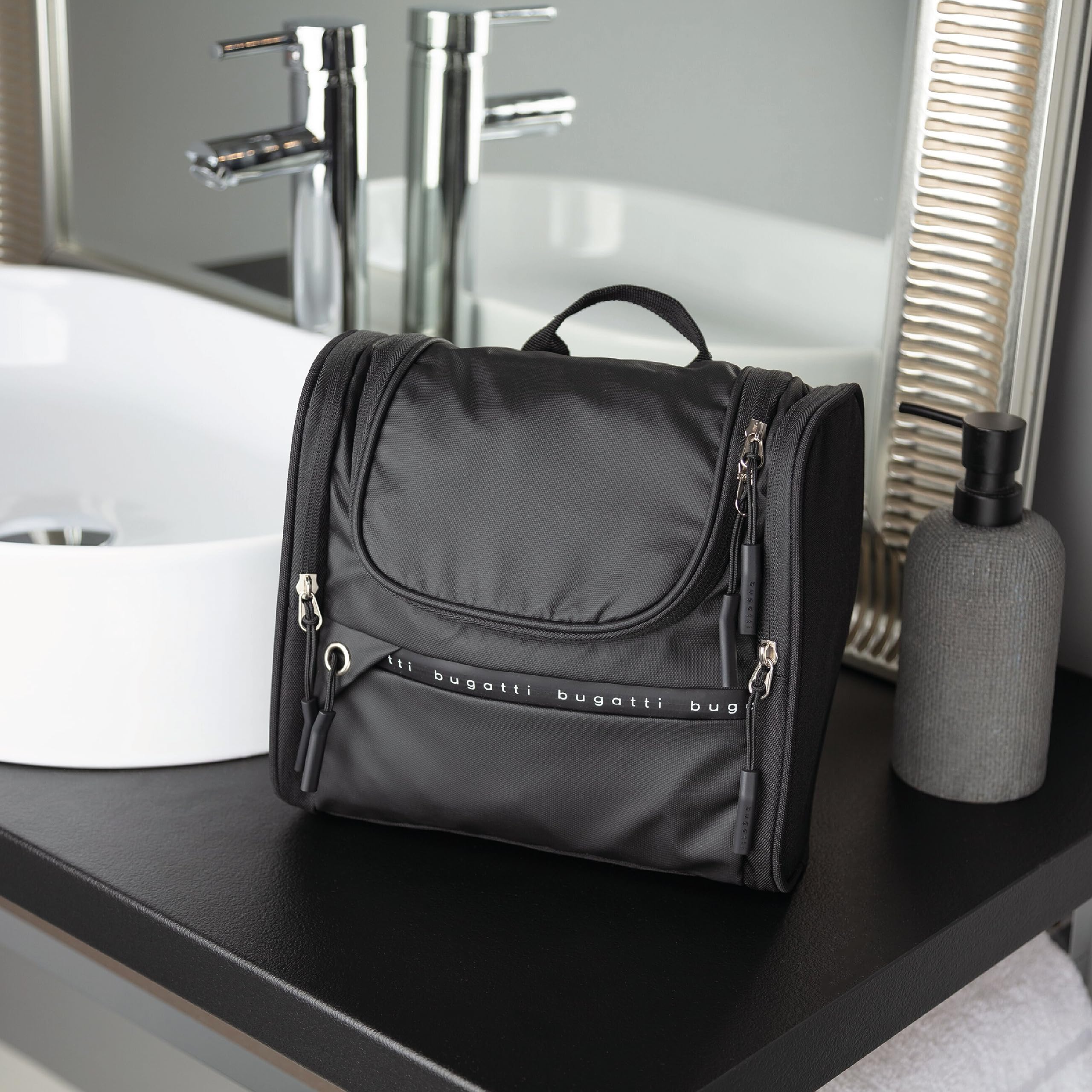 bugatti Blanc DeLight Borsa da toilette per le vacanze, in tela cerata e nylon, nero