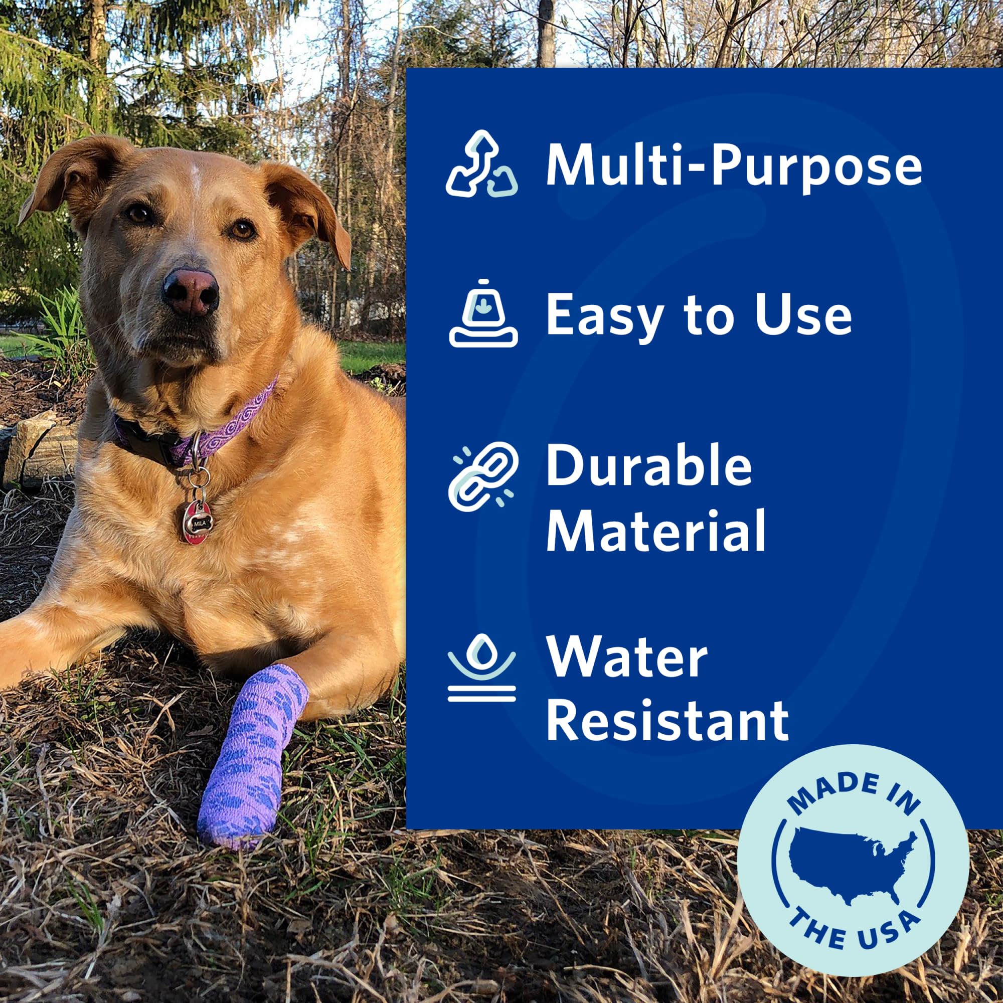 OVIK Health PetFlex No Chew - Vendaje elástico flexible autoadherente para el cuidado de heridas - Envoltura de primeros auxilios para animales pequeños como perros, gatos y otras mascotas - 2