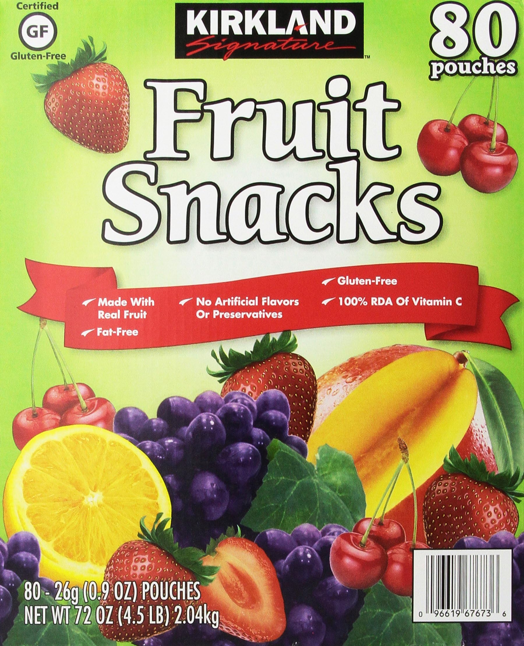 Kirkland Signature Fruit Snacks Pouches, 80 Count