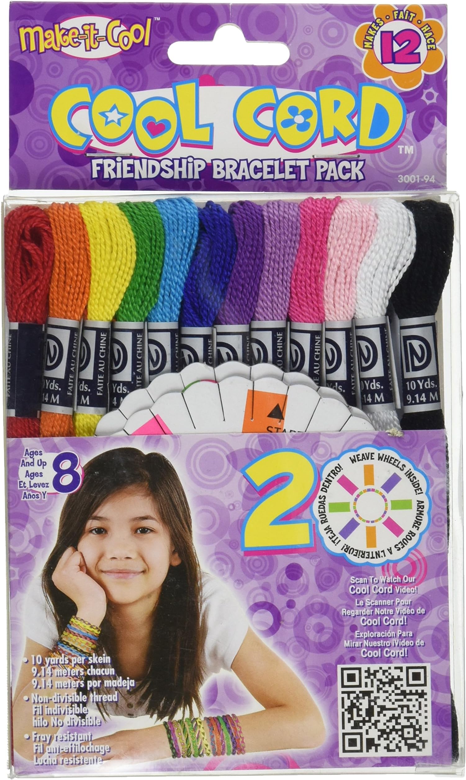 The Janlynn Corporation Cool Cord Friendship Bracelet Stitch Kit, 12-Pack