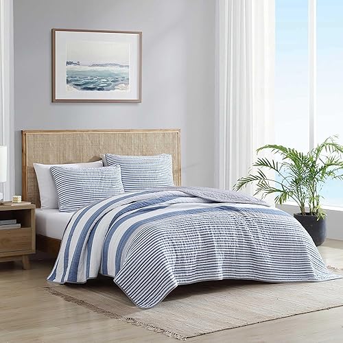 Miniatura 2 de Nautica - Juego de edredón individual, ropa de cama reversible de algodón con funda a juego, decoración del hogar inspirada en el Mediterráneo para