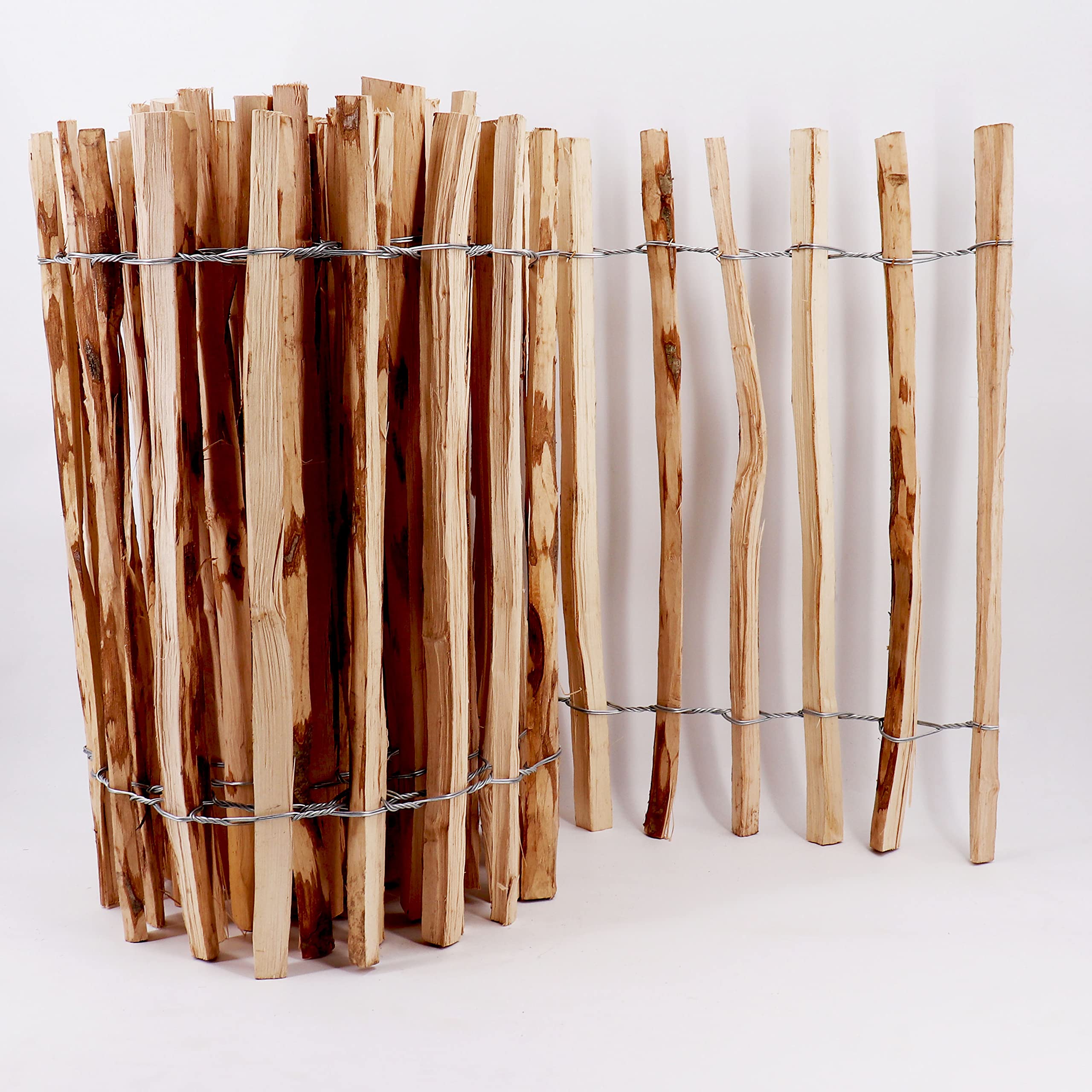 Aquagart Valla de estacas de altura 50 cm - 120 cm de alto, distancia entre listones de 3-5 cm, valla de jardín de avellana, valla de madera duradera, incluye corchetes (avellana 120 cm, 5 m)