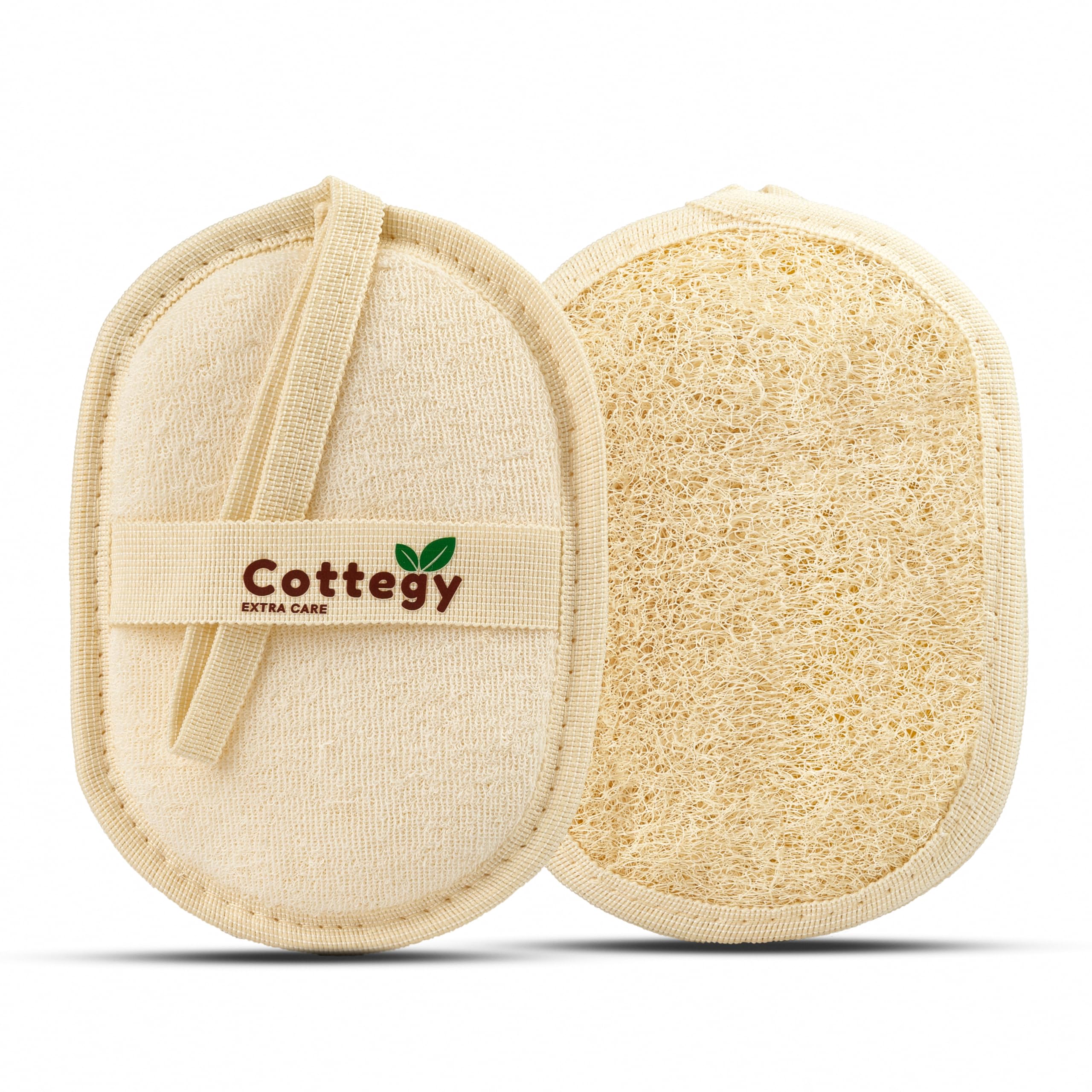 Cottegy Egyptian Loofah Exfoliating Scrubber - Natural Loofah Exfoliating Body Scrubber - 1 Count (Pack of 2) | Eco-Friendly Bath & Shower Sponge for