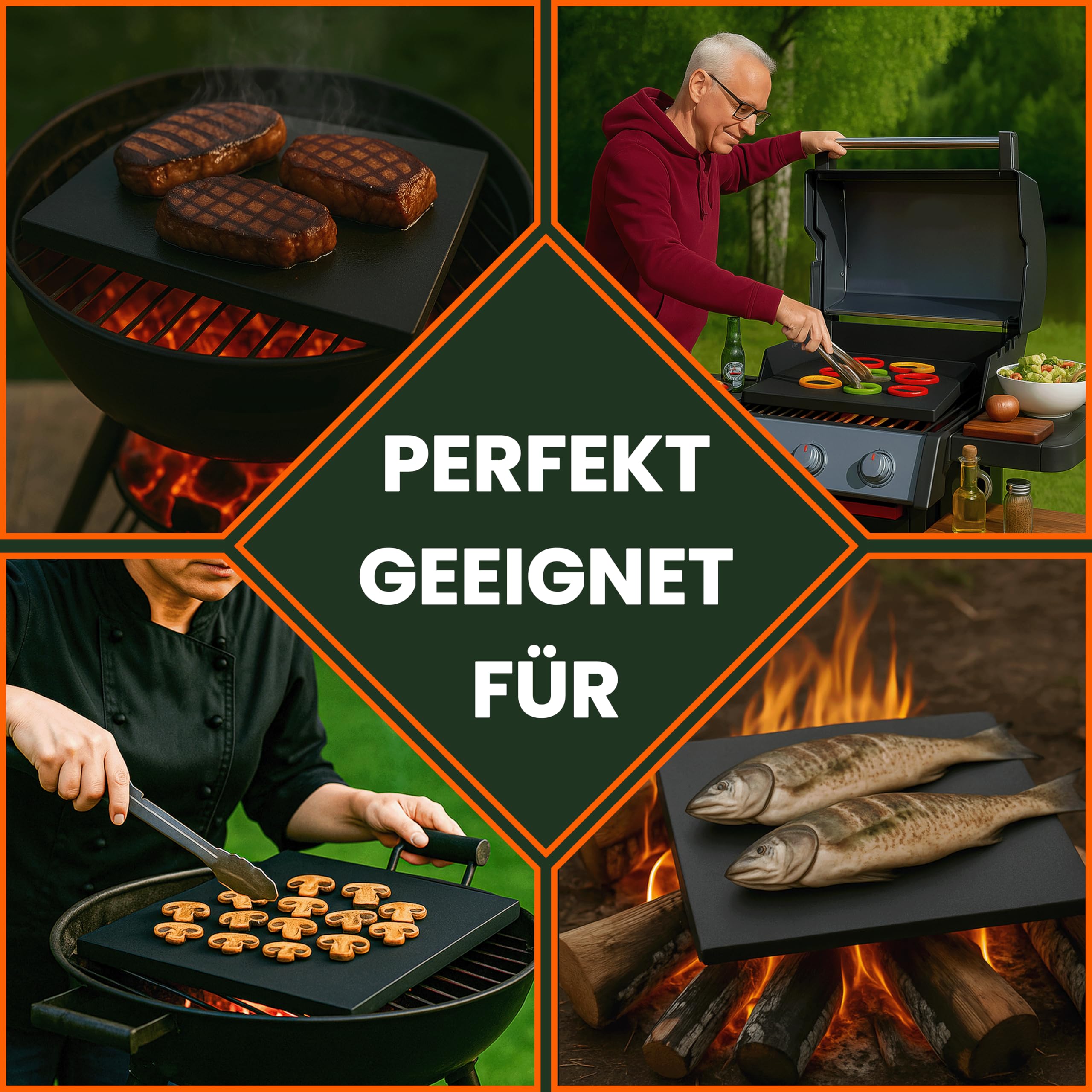 Megrill Cordierit Pizzastein für Holzkohle und Gasgrill 500x400x20 | Rechteckige Form, für Elektrogrill & Pizzaöfen geeignet, hitzebeständig bis 900°C, leicht zu reinigen, knusprige Pizzaböden
