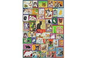 Vintage Cat Postage Stamps Puzzles for Adults