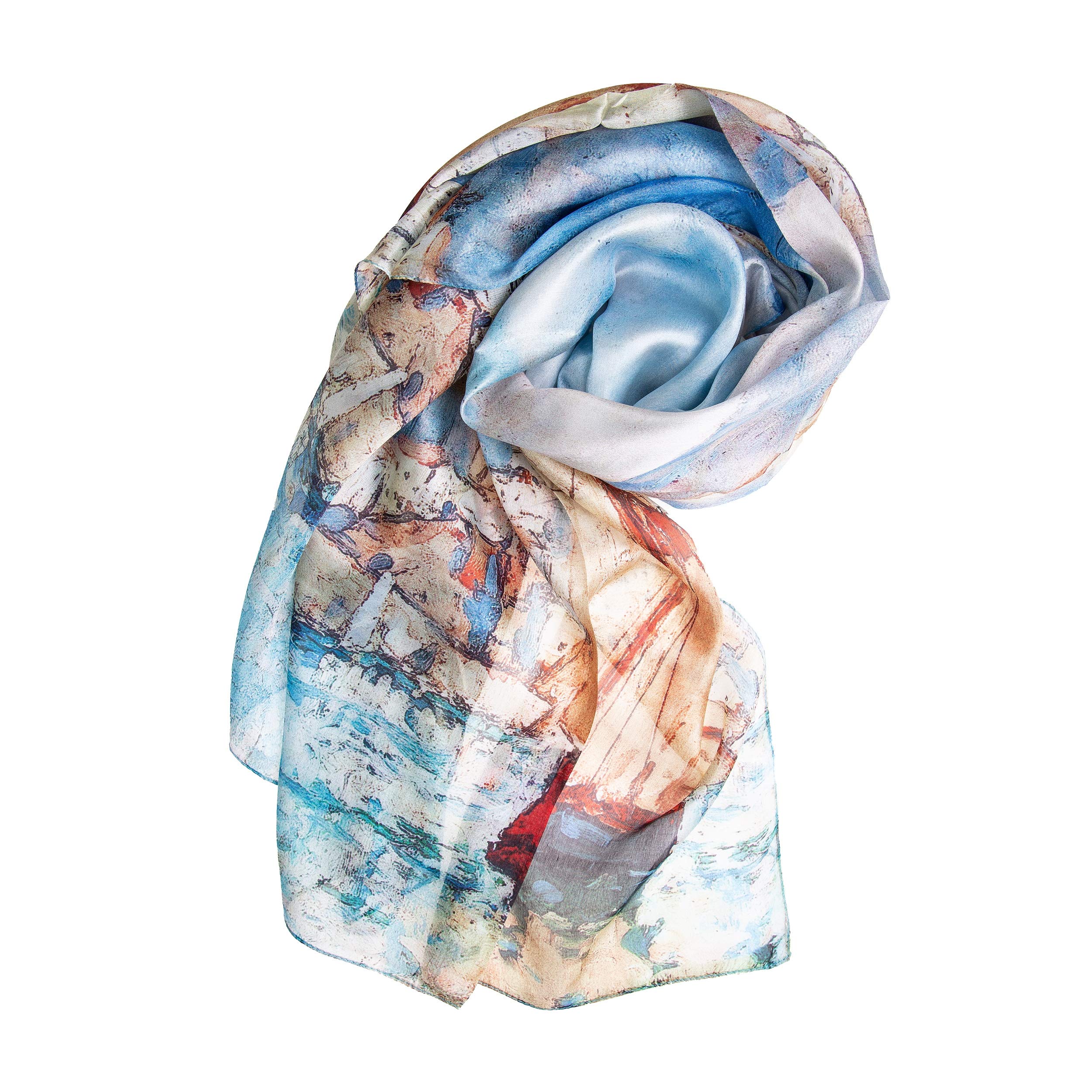 Tinitex - Sciarpa in chiffon blu marittimo, 180 x 110 cm, Blu, 180x110cm